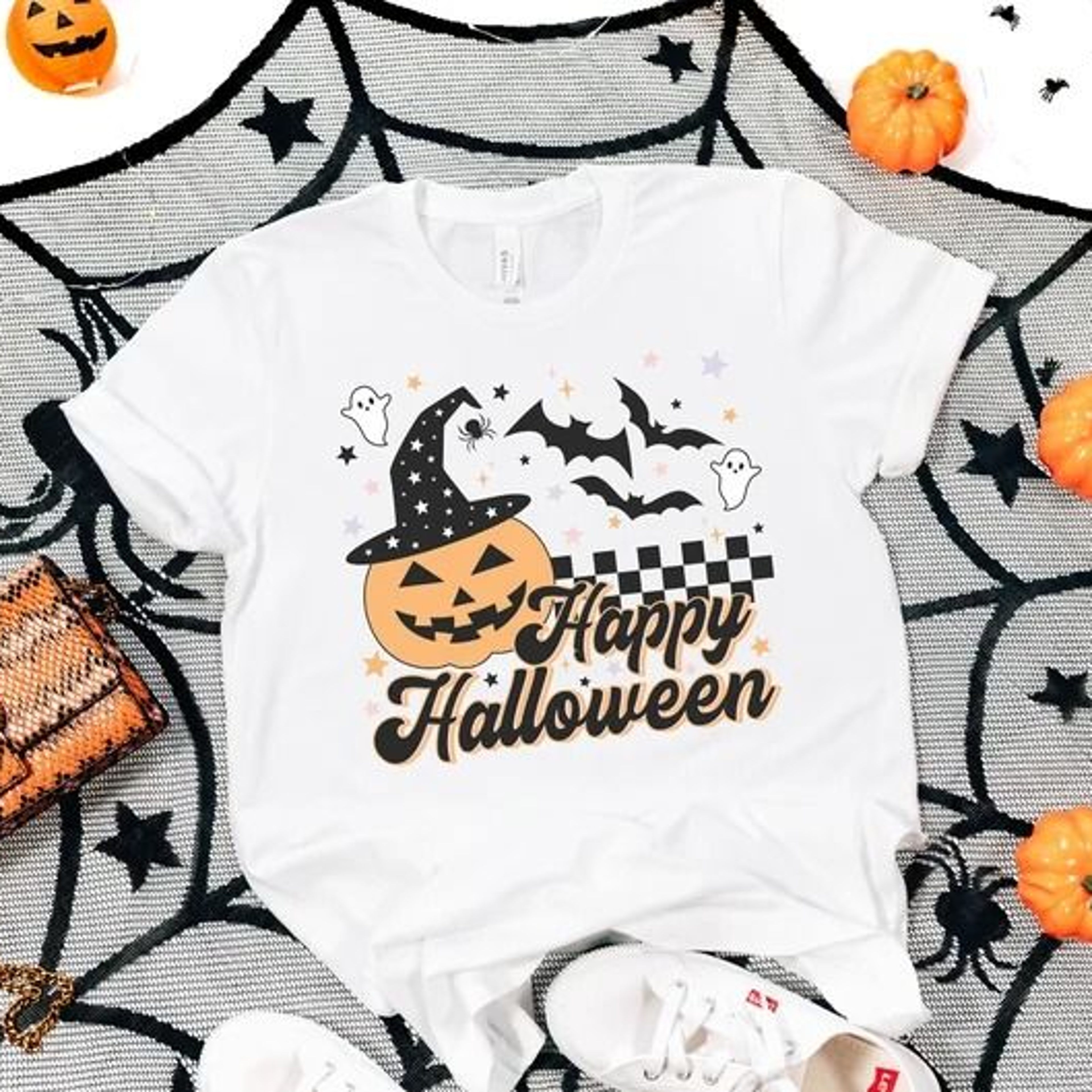 happy halloween shirt cute pumpkin ghost tee spooky season graphic t shirt witch hat fall halloween outfit