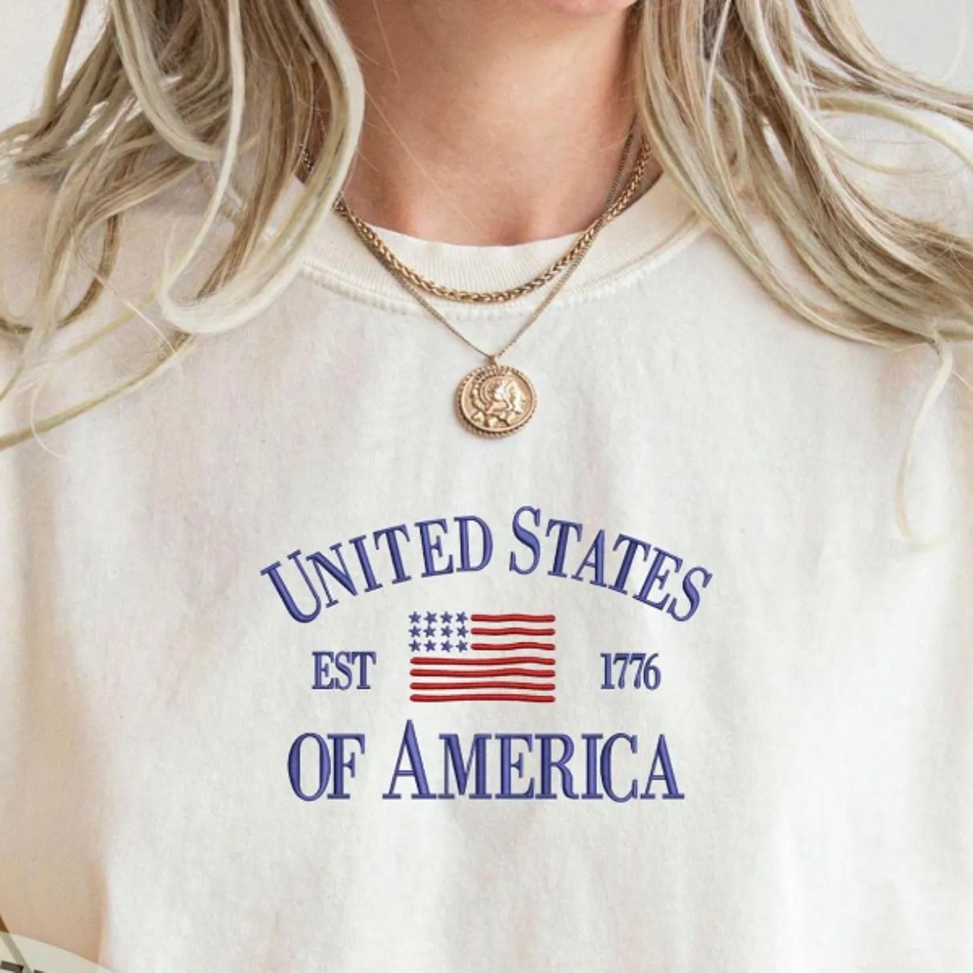 embroidered united states of america patriotic 1776 usa flag 4th of july shirt