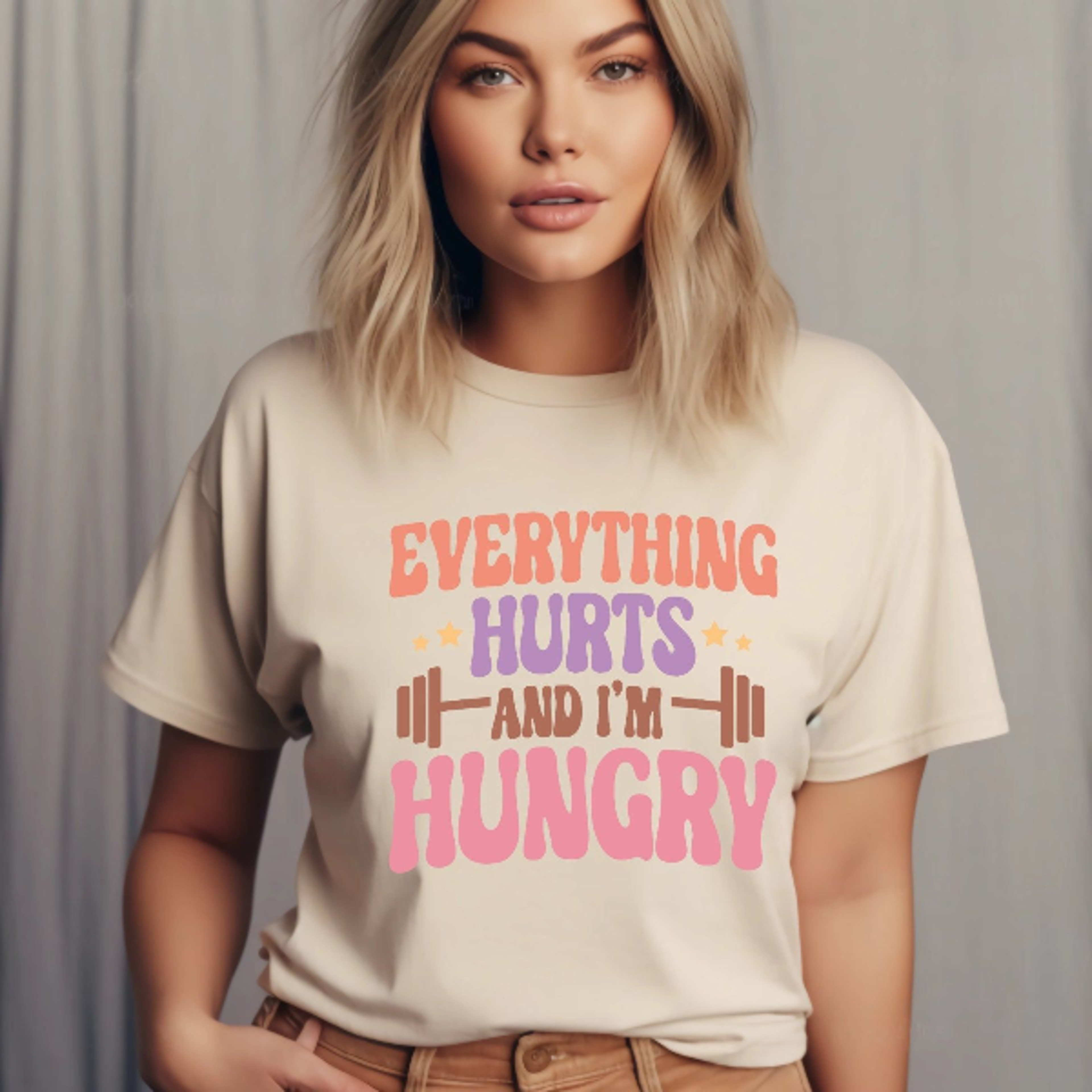 funny gym t-shirt everything hurts and i m hungry workout pump cover tee