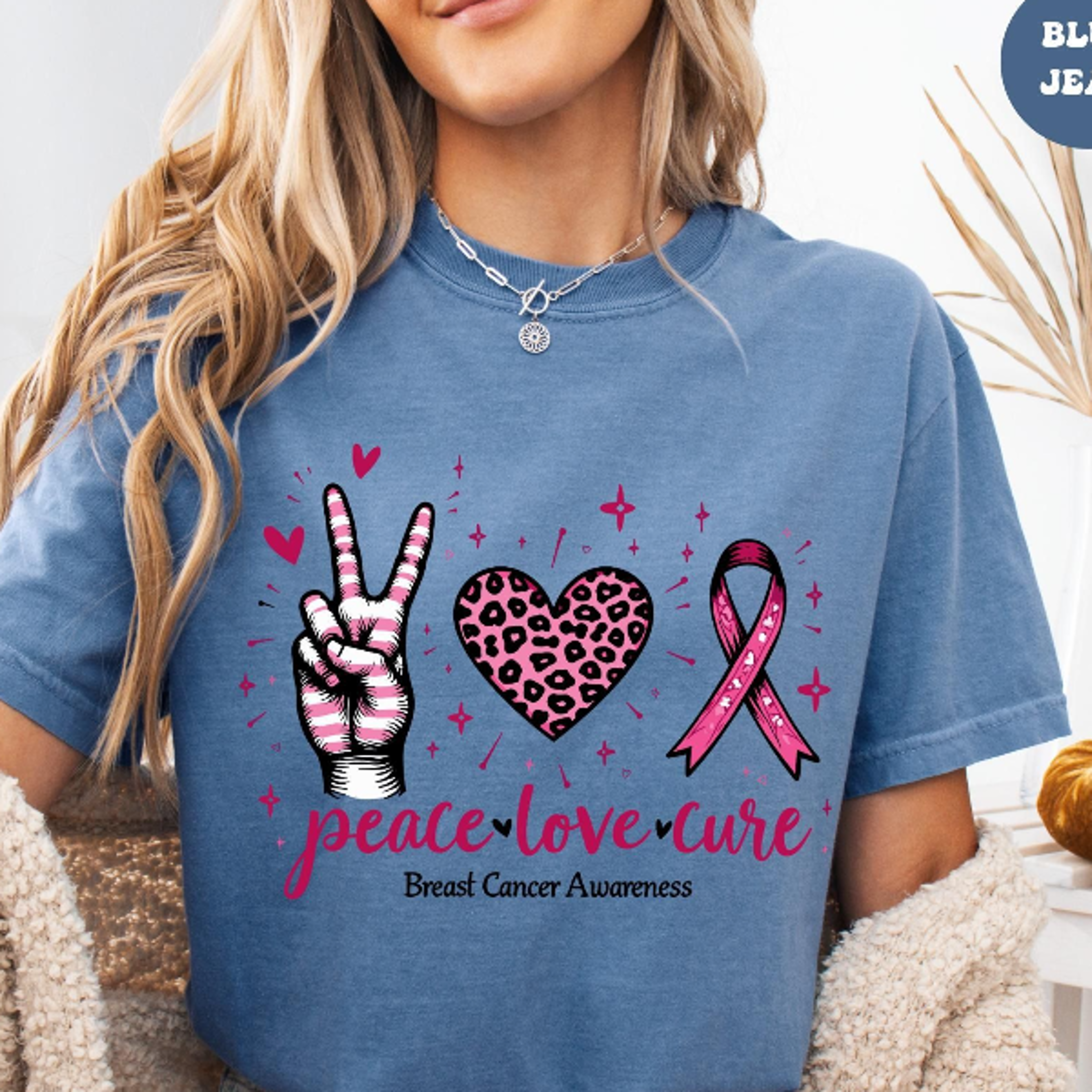 breast cancer awareness shirt pink ribbon peace love cure t-shirt