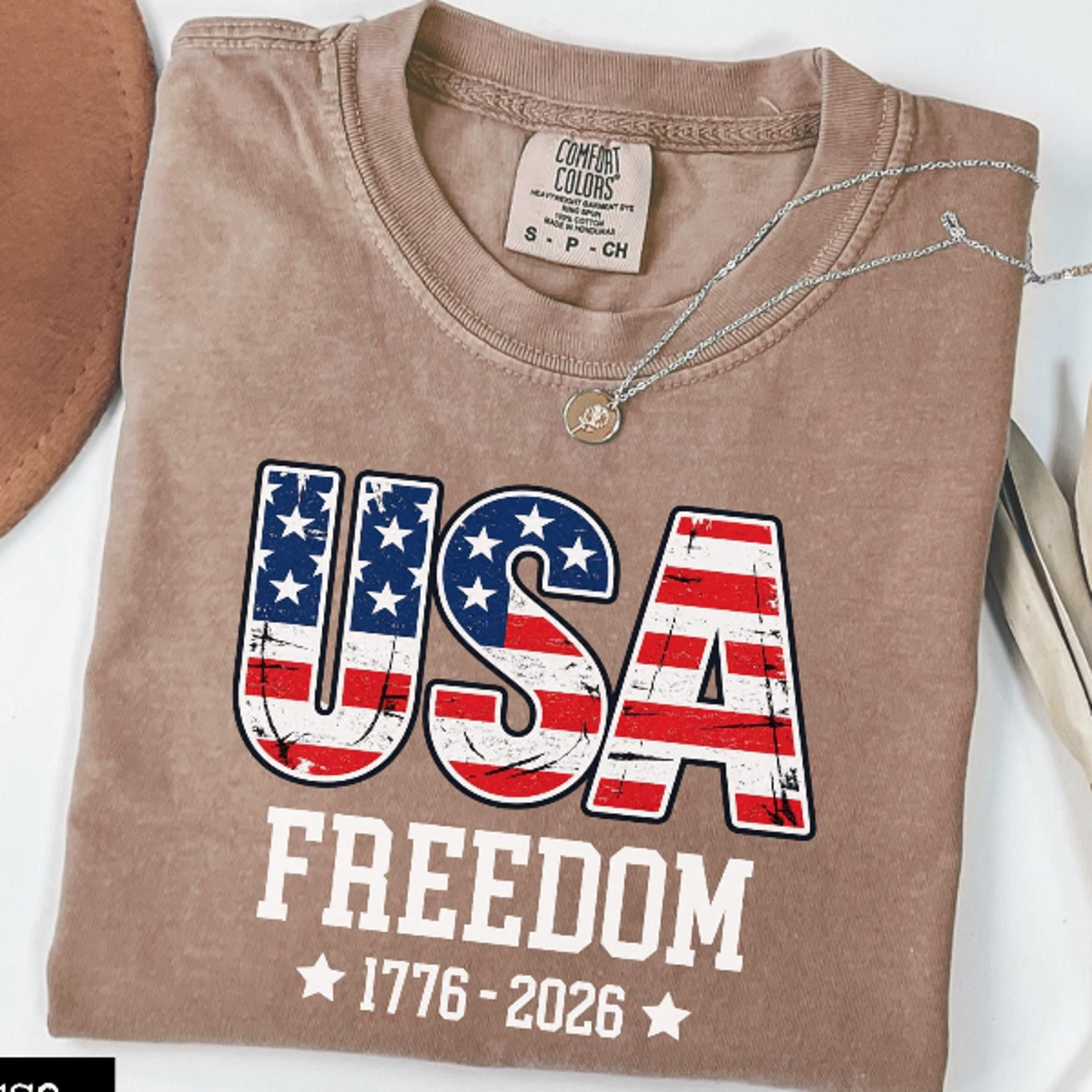 usa 250 years of freedom patriotic 1776–2026 anniversary graphic tee