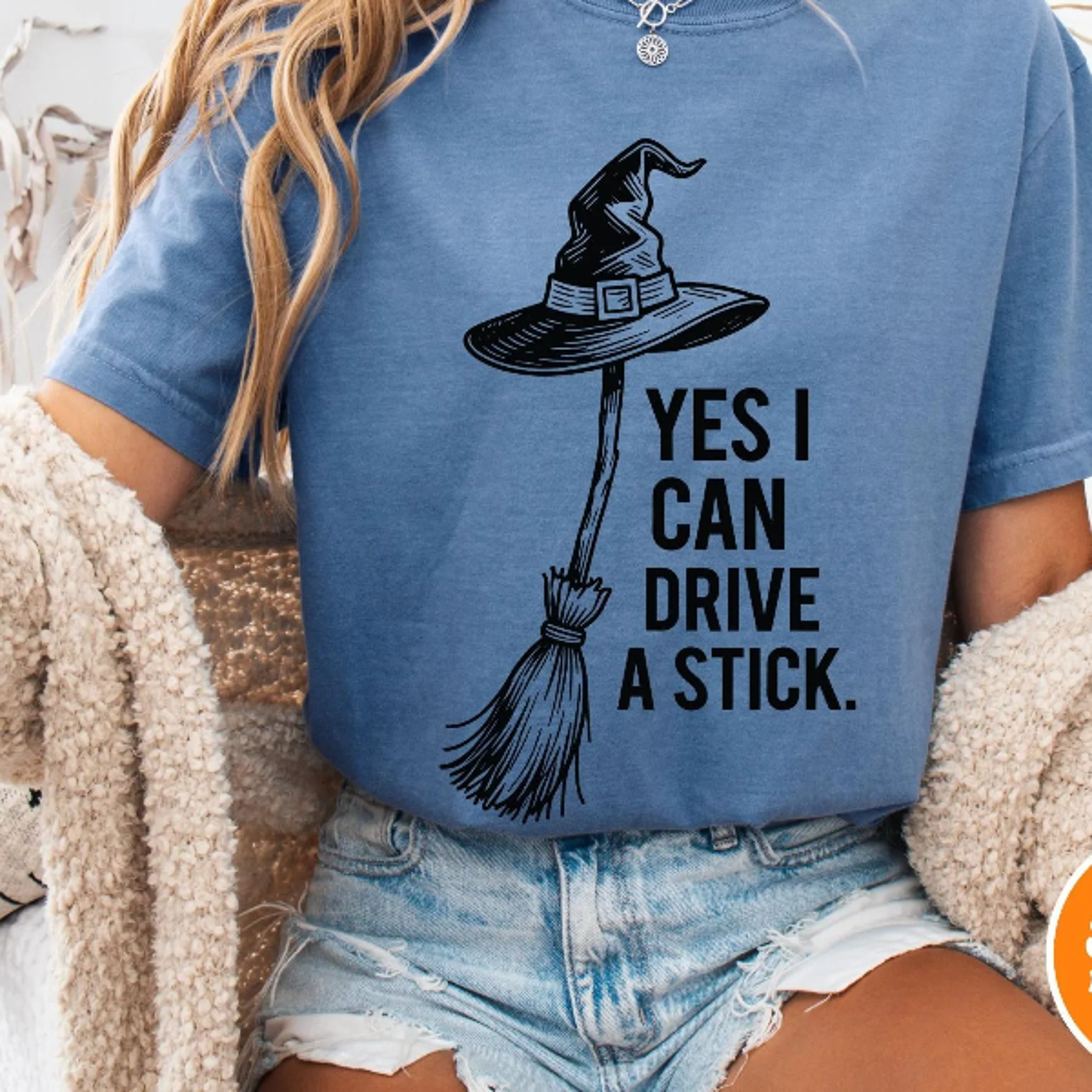 yes i can drive a stick funny halloween witch t-shirt spooky party tee