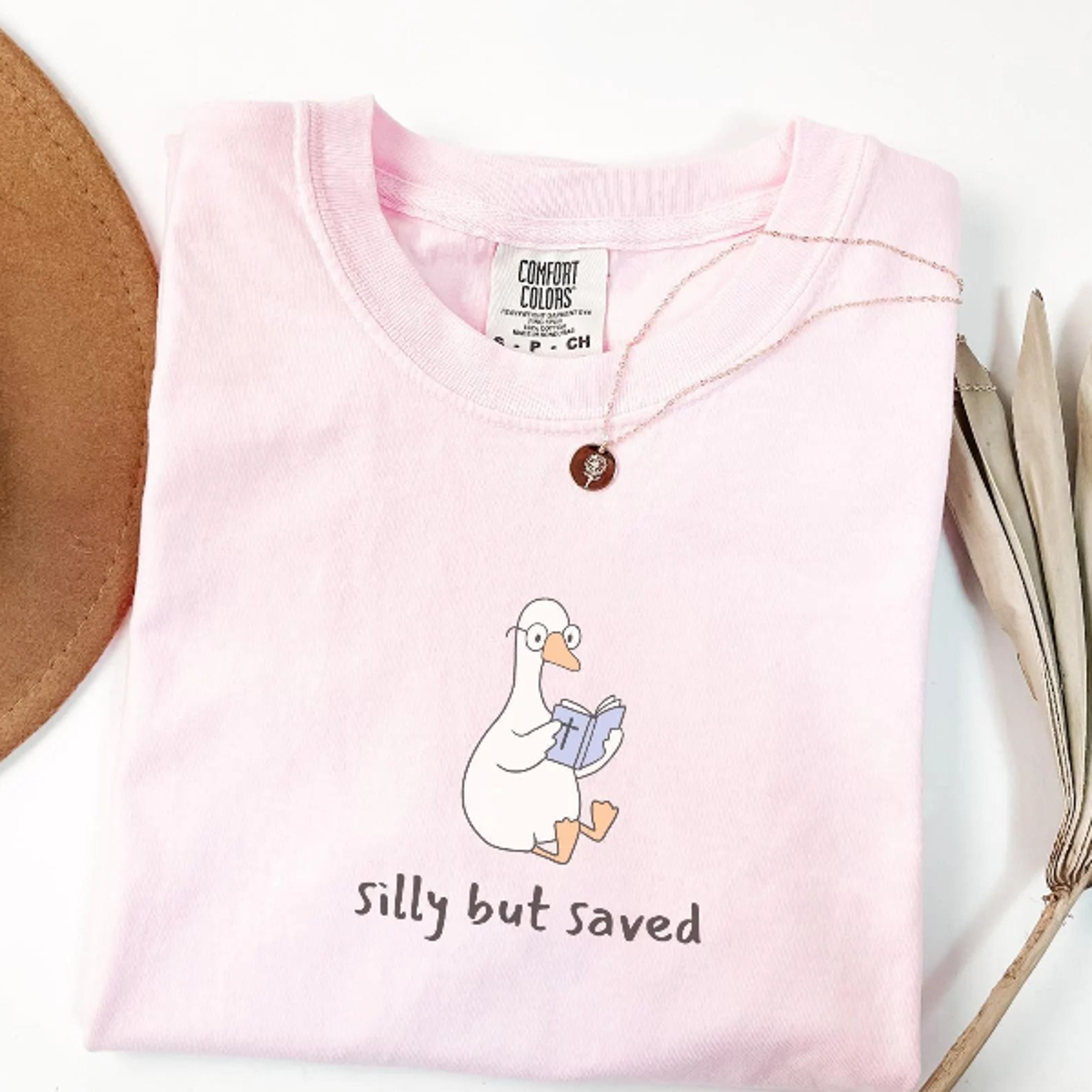 silly but saved funny christian goose faith graphic tee