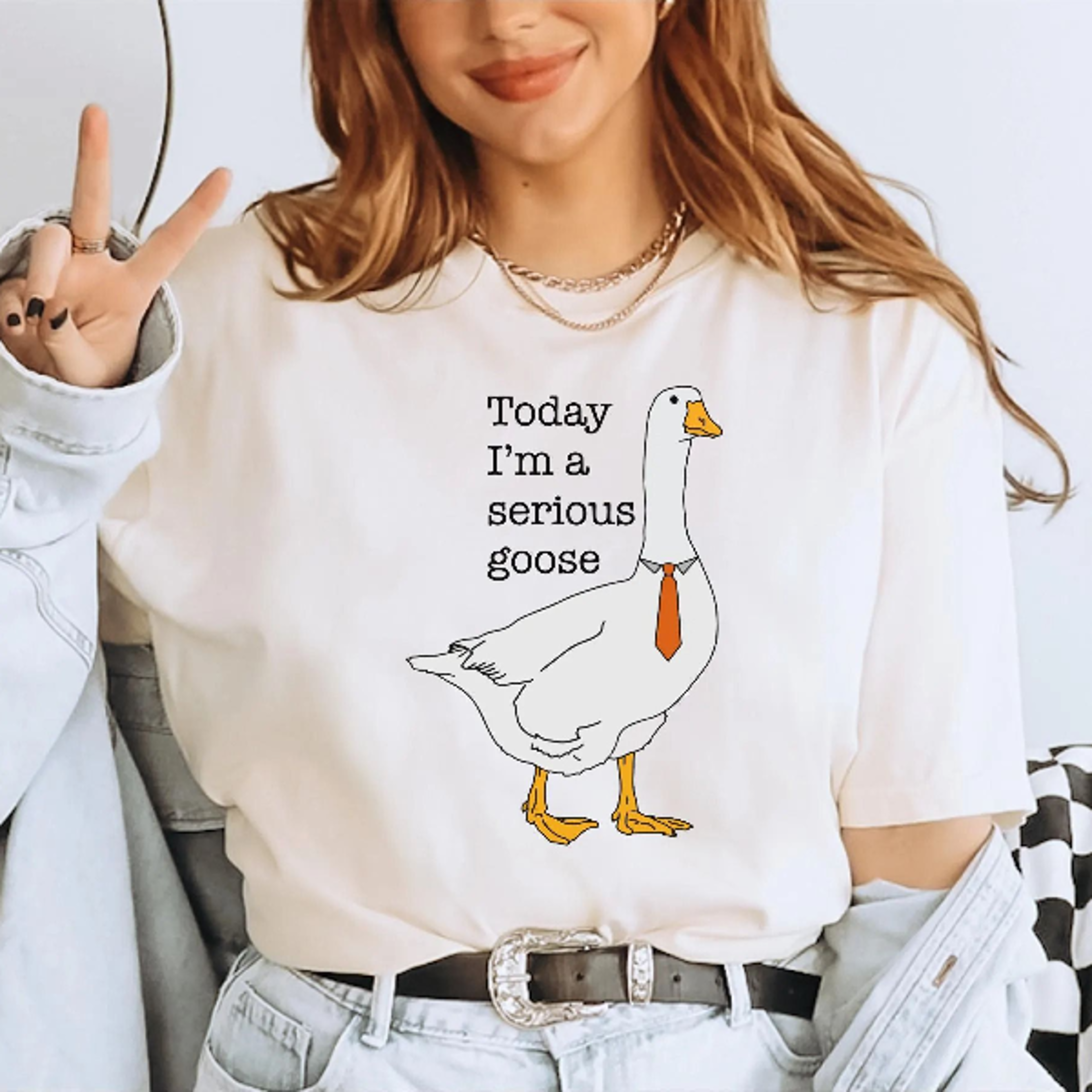 today i'm a serious goose funny silly graphic tee