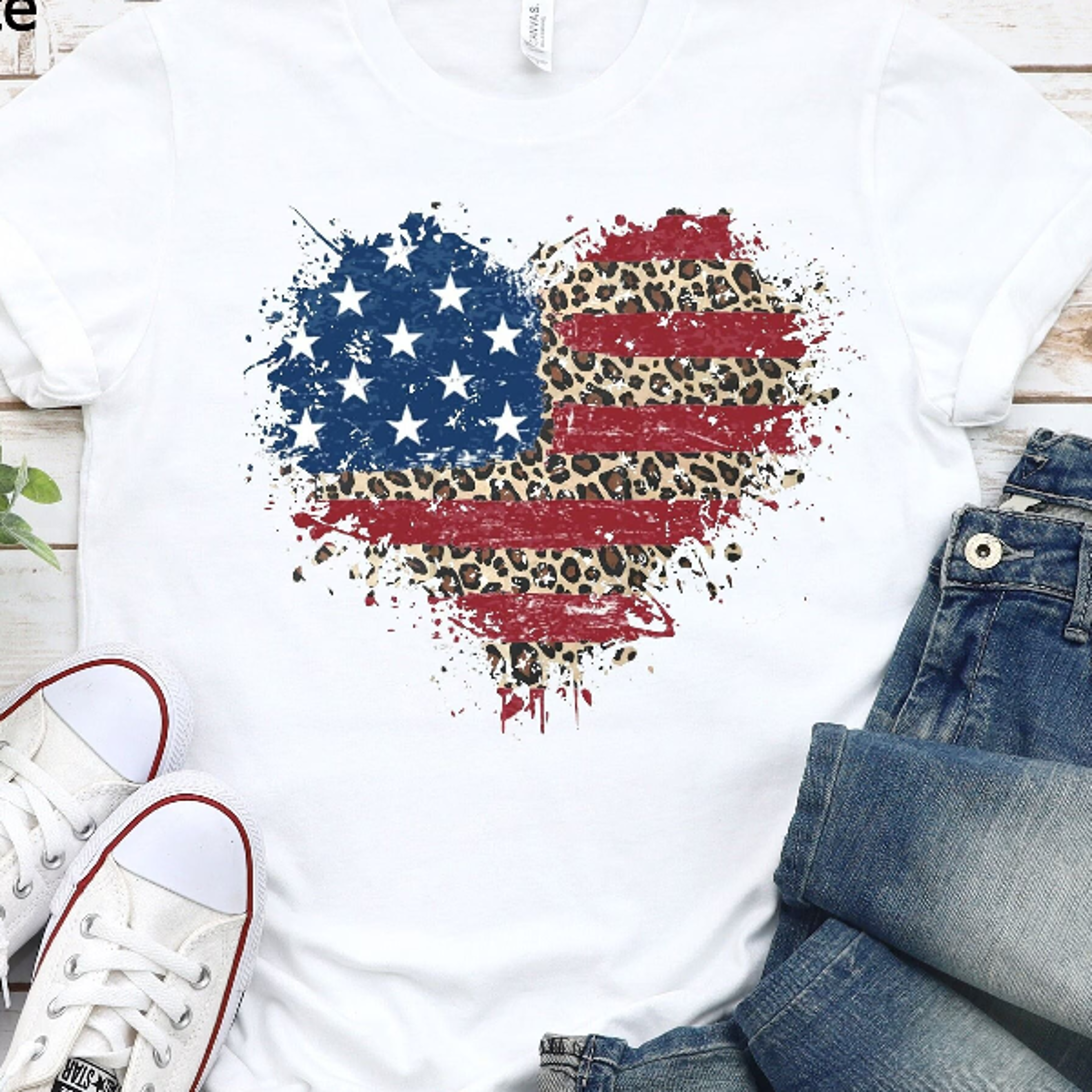 american flag heart patriotic usa 4th of july graphic tee