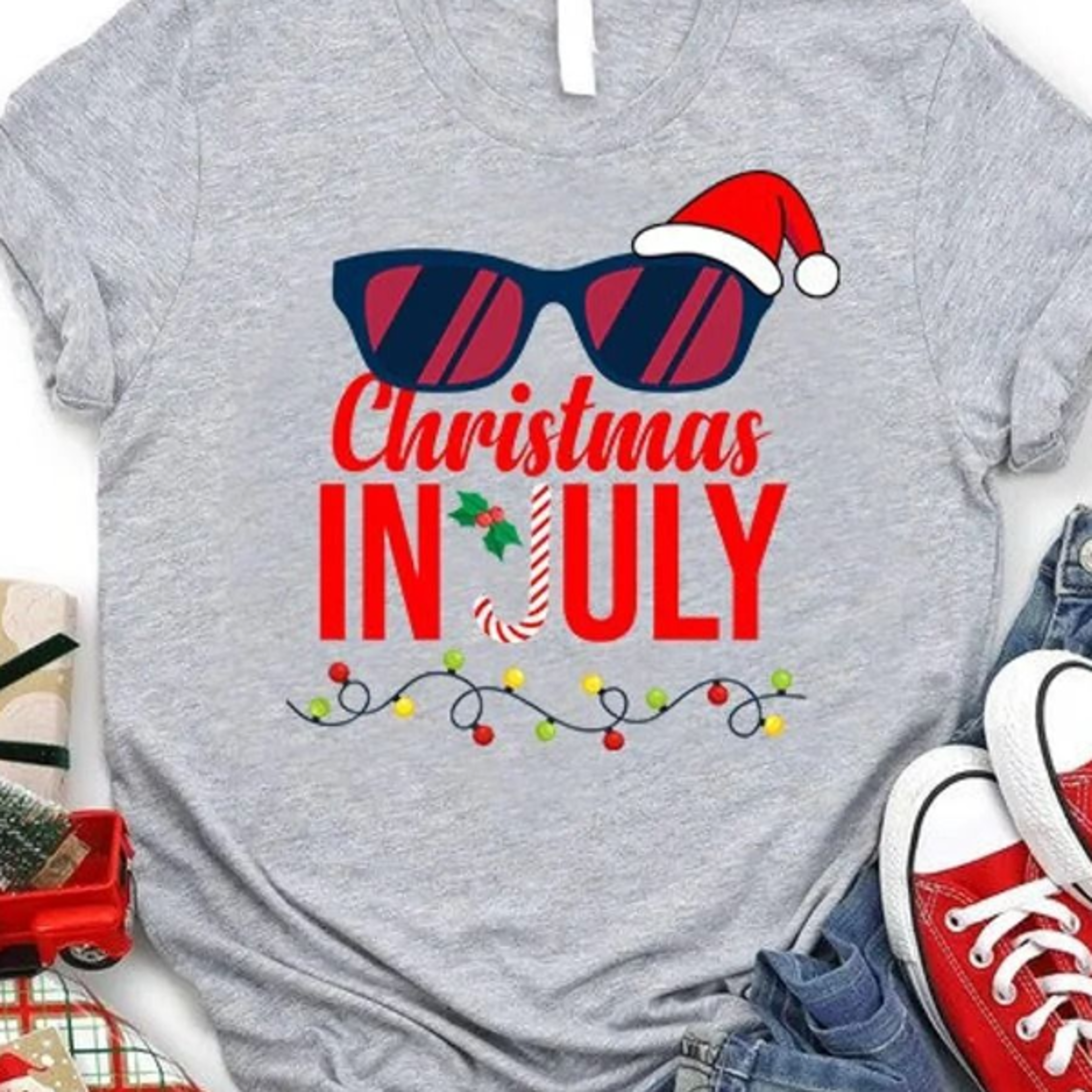 summer christmas in july beach party holiday graphic tee
