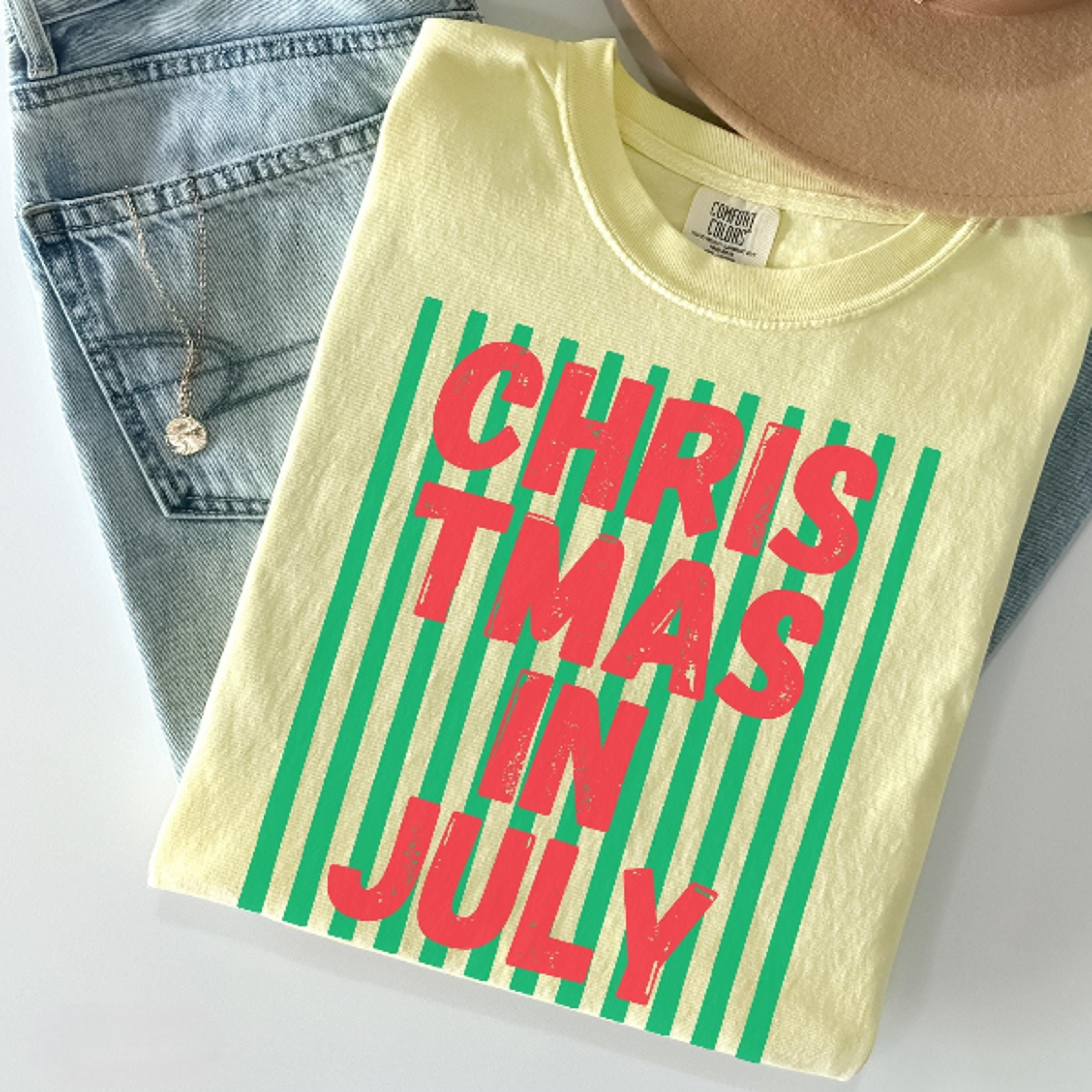 christmas in july santa summer family vacation graphic tee