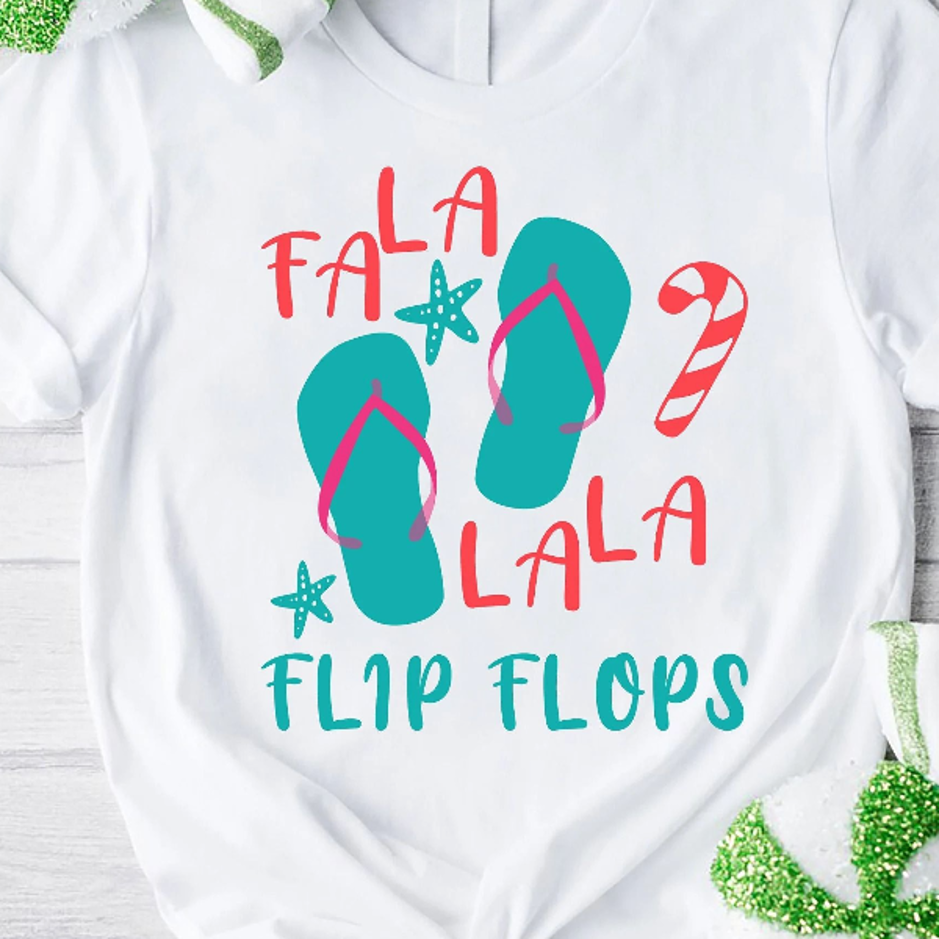 christmas in july summer beach flip flop hawaiian holiday graphic tee