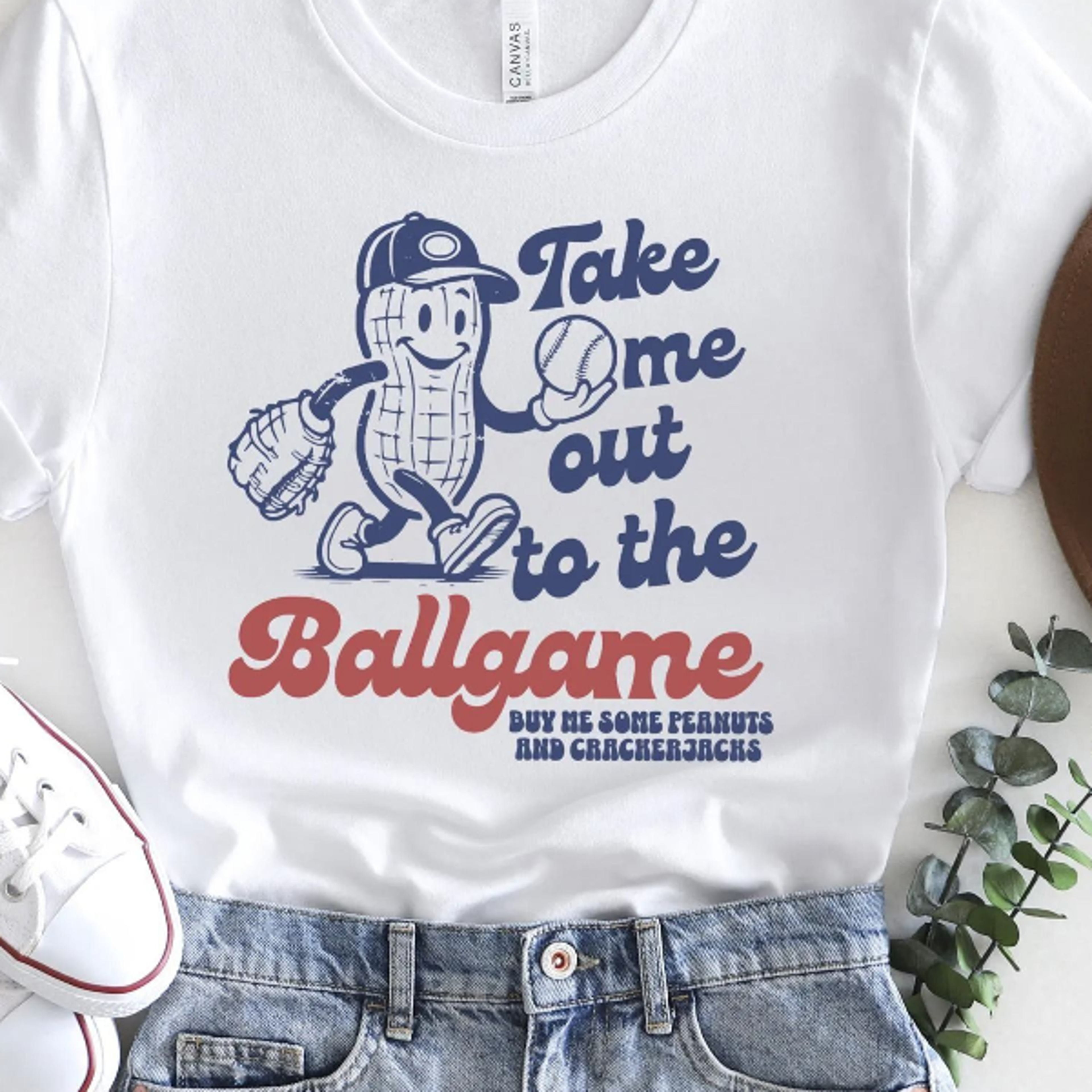 vintage take me out to the ballgame baseball fan graphic tee