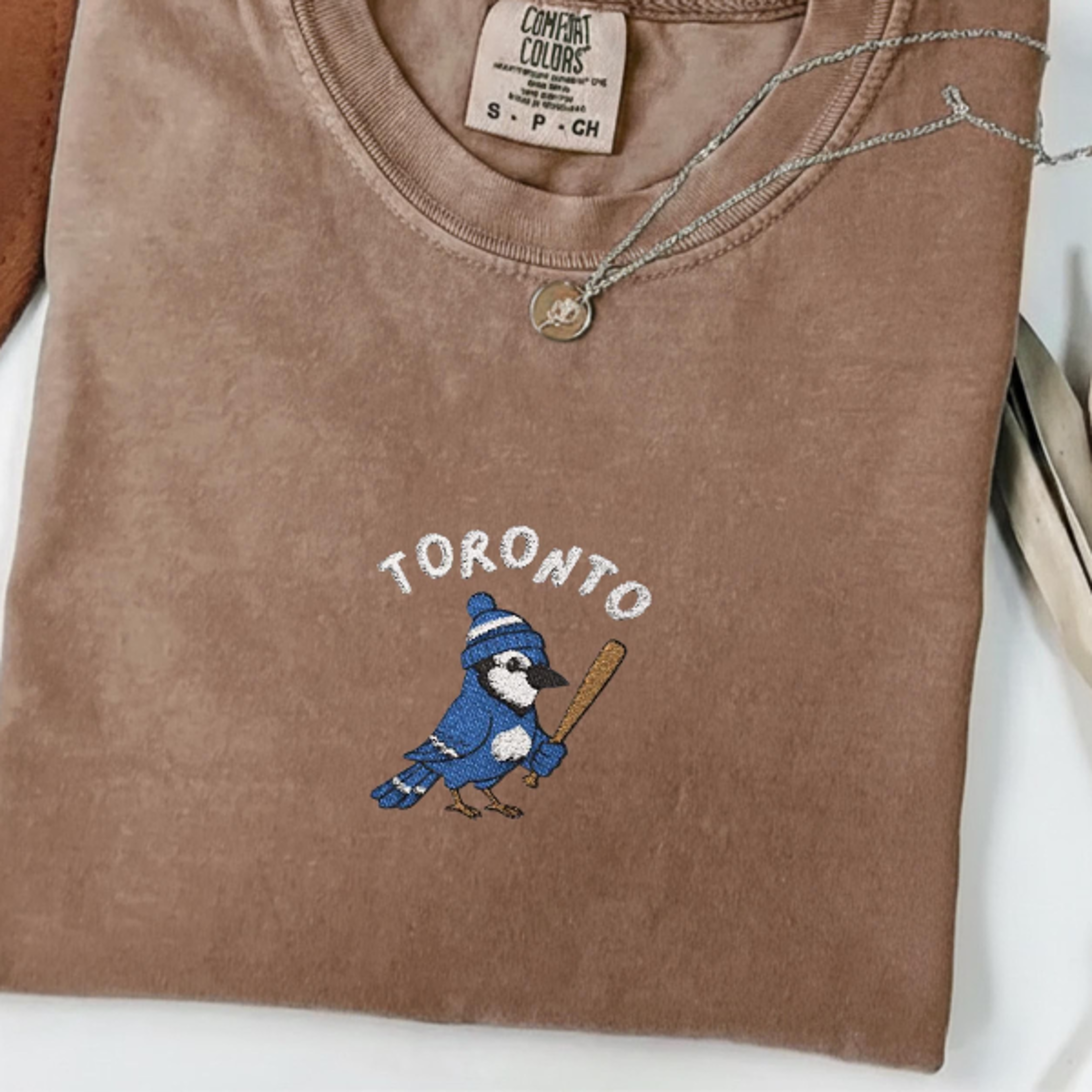 embroidered toronto baseball sweatshirt, minimal blue jay bird sports fan tee, baseball mom gift