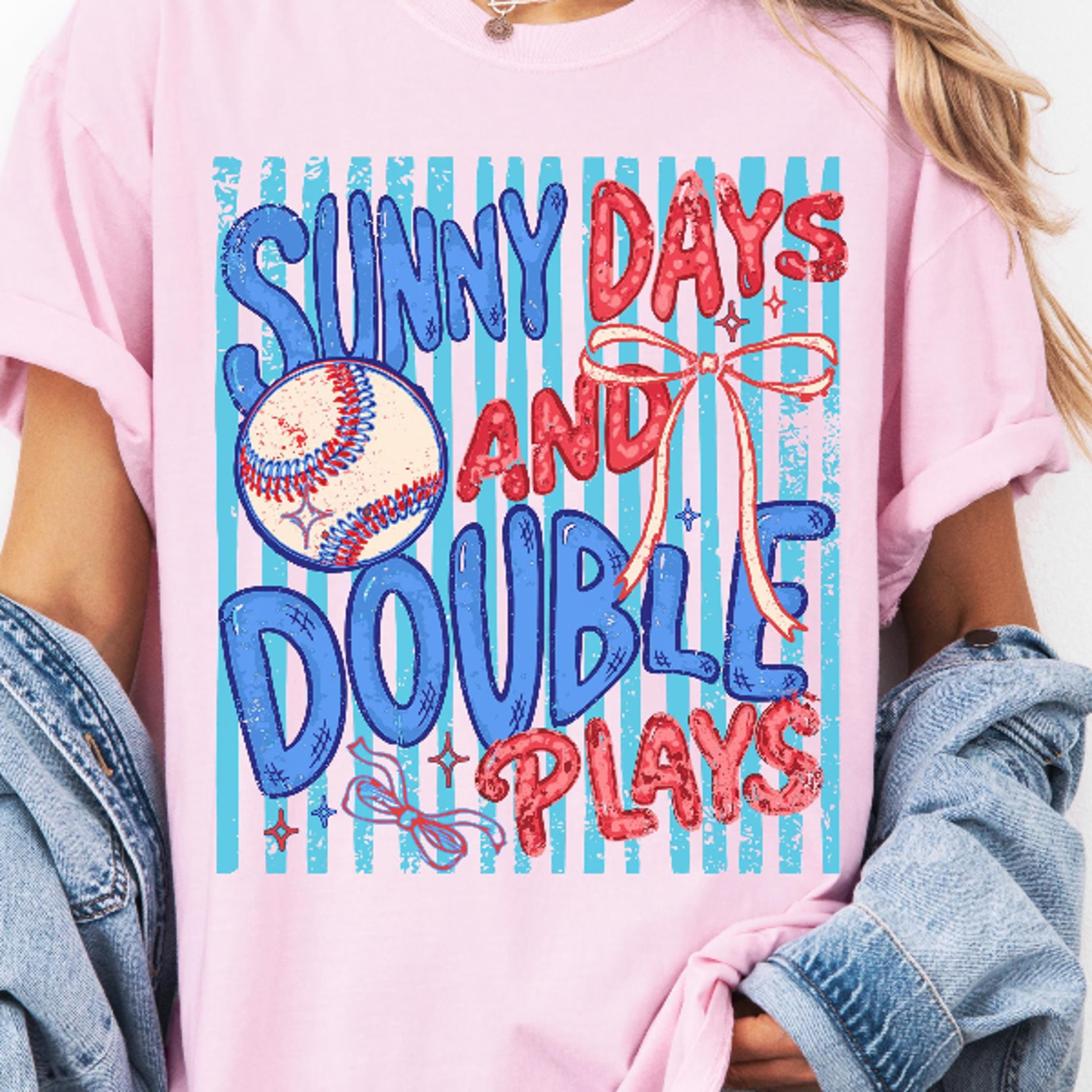 sunny days and double plays shirt, retro baseball mom tee, girly game day boxy shirt