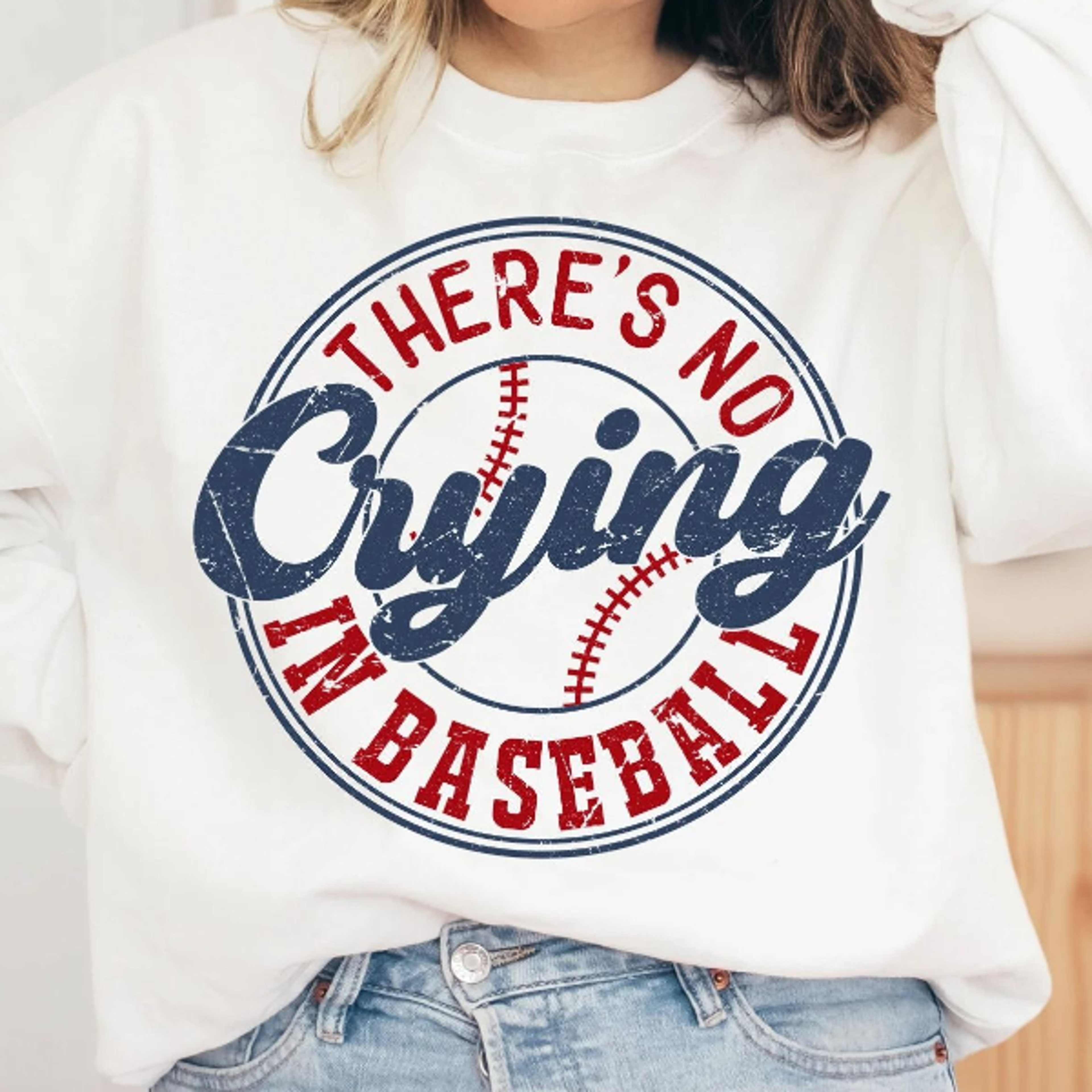 there's no crying in baseball shirt, trendy baseball mom game day tee, funny sports fan shirt