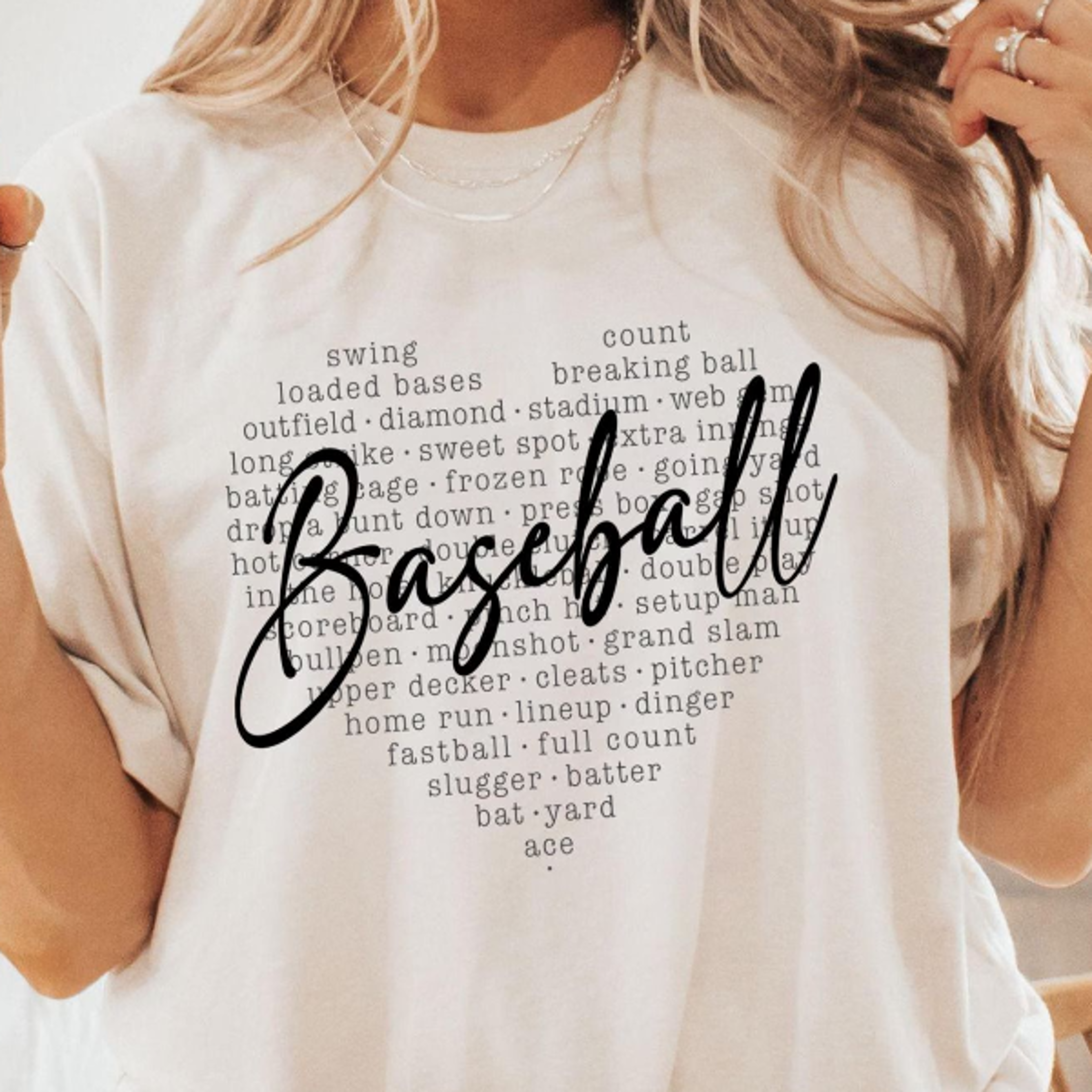 baseball typography shirt, baseball heart tee, vintage baseball words graphic shirt