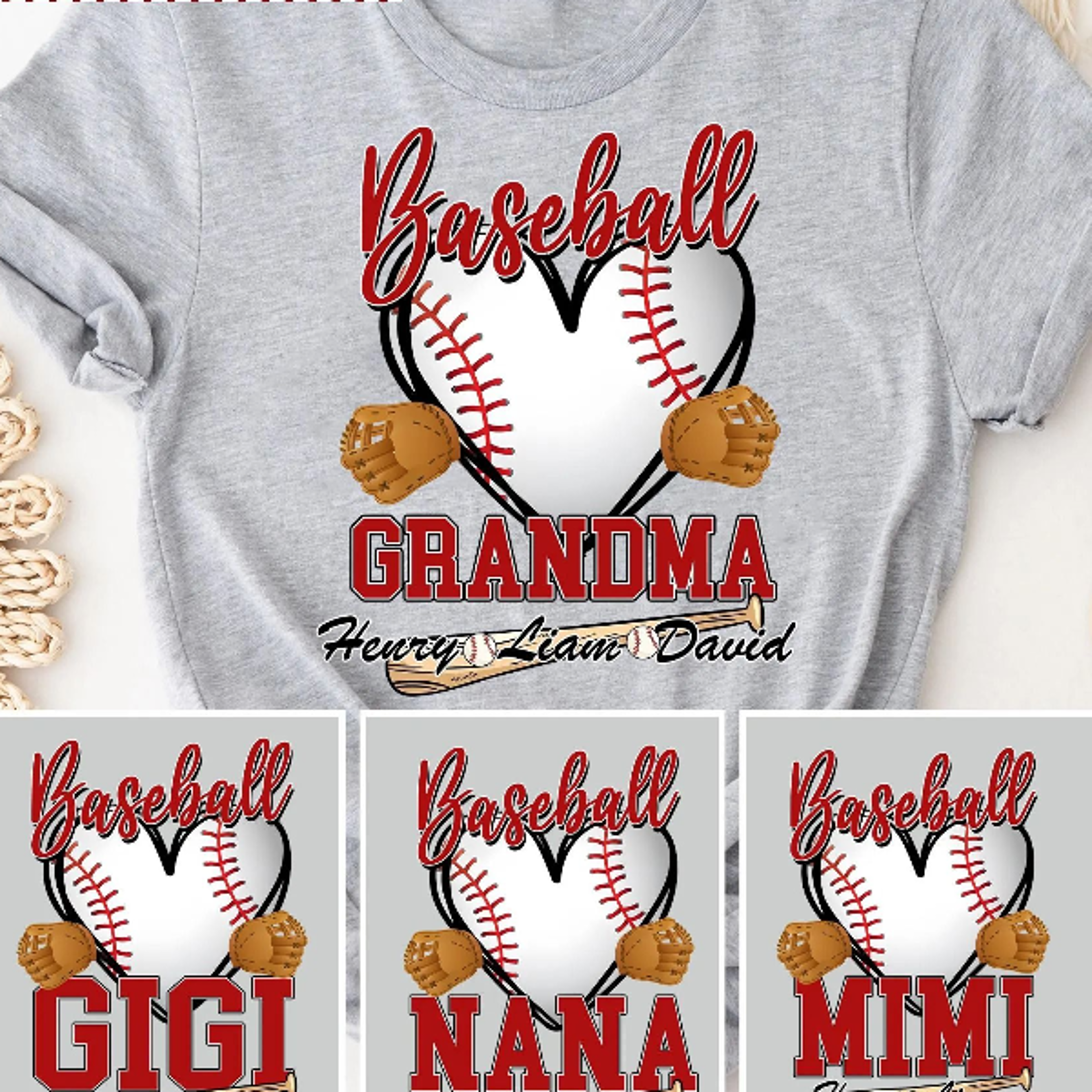 personalized baseball grandma shirt, custom grandma name tee, baseball mimi nana mother's day gift