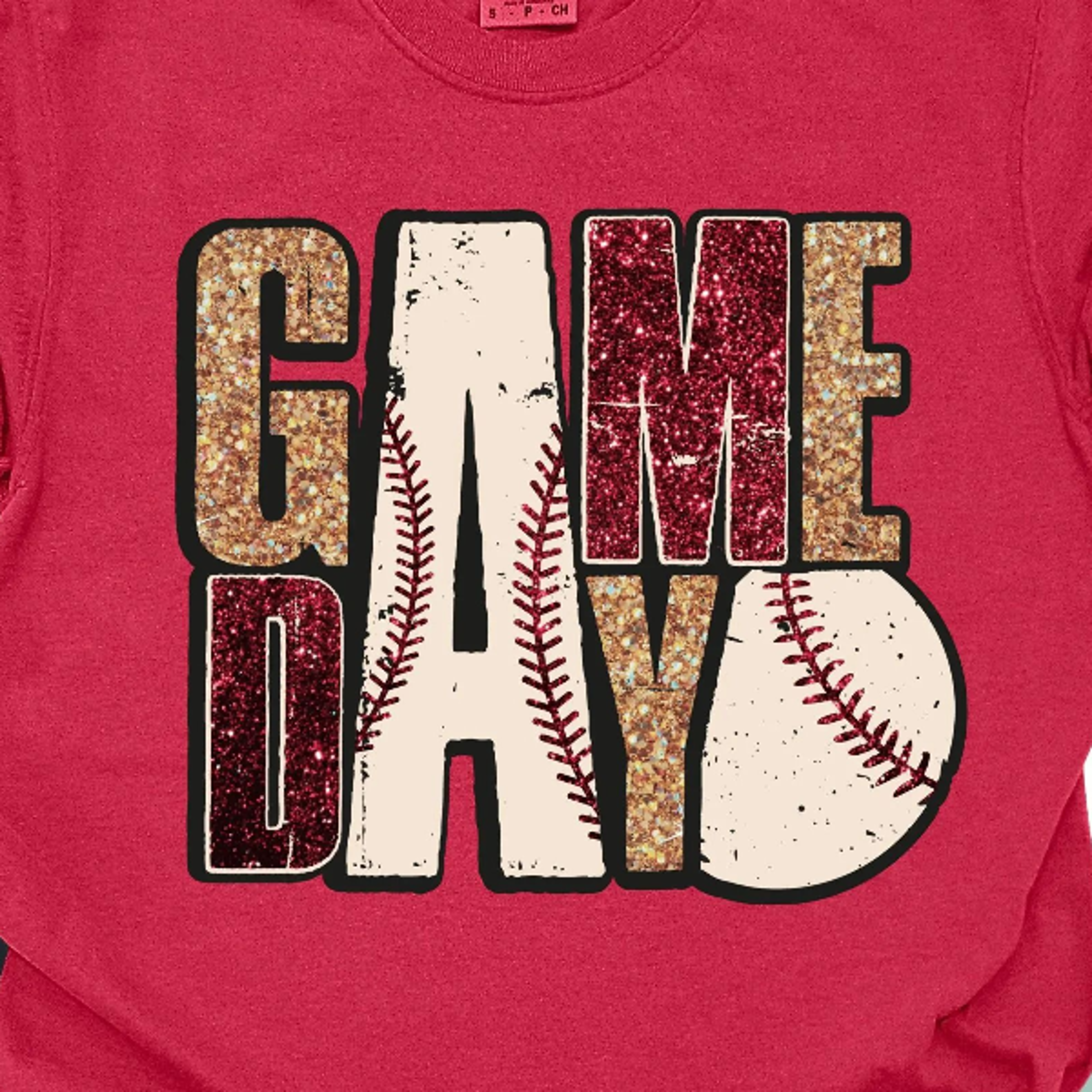 retro baseball game day shirt, maroon & gold vintage baseball fan tee
