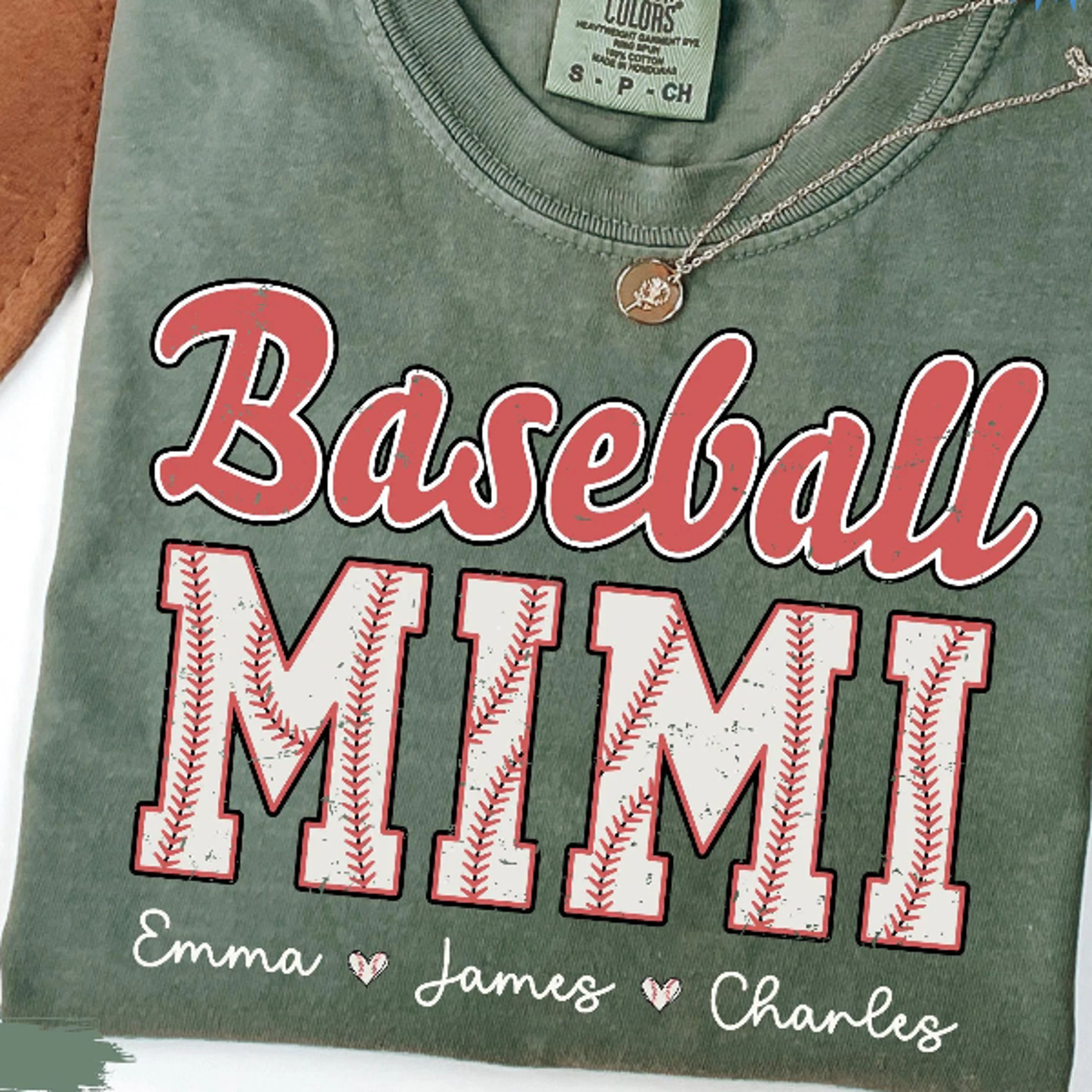 personalized baseball mimi shirt with grandkids names, custom baseball grandma tee, mother's day gift