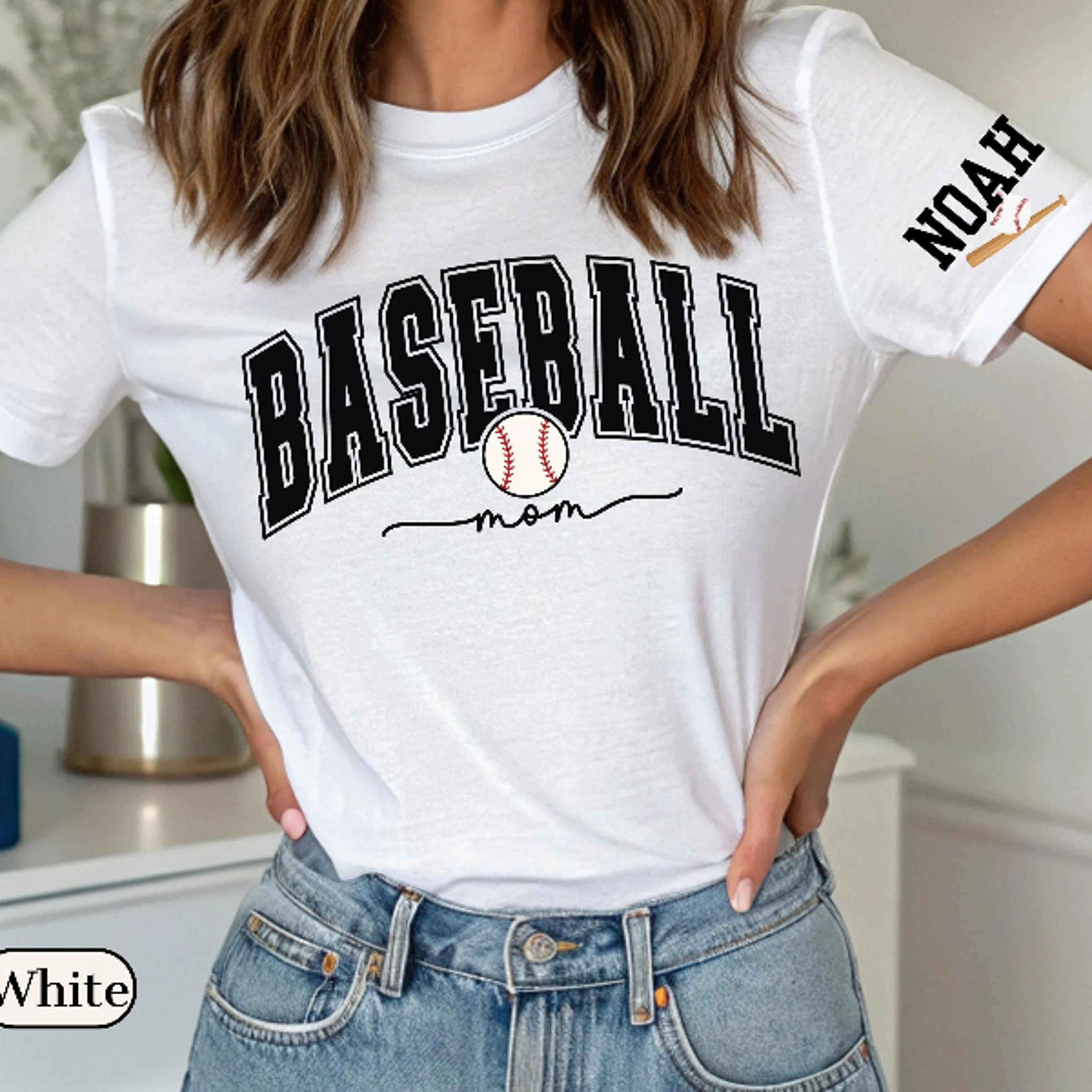personalized baseball mom shirt, custom baseball sleeve name tee, baseball season gift for mom