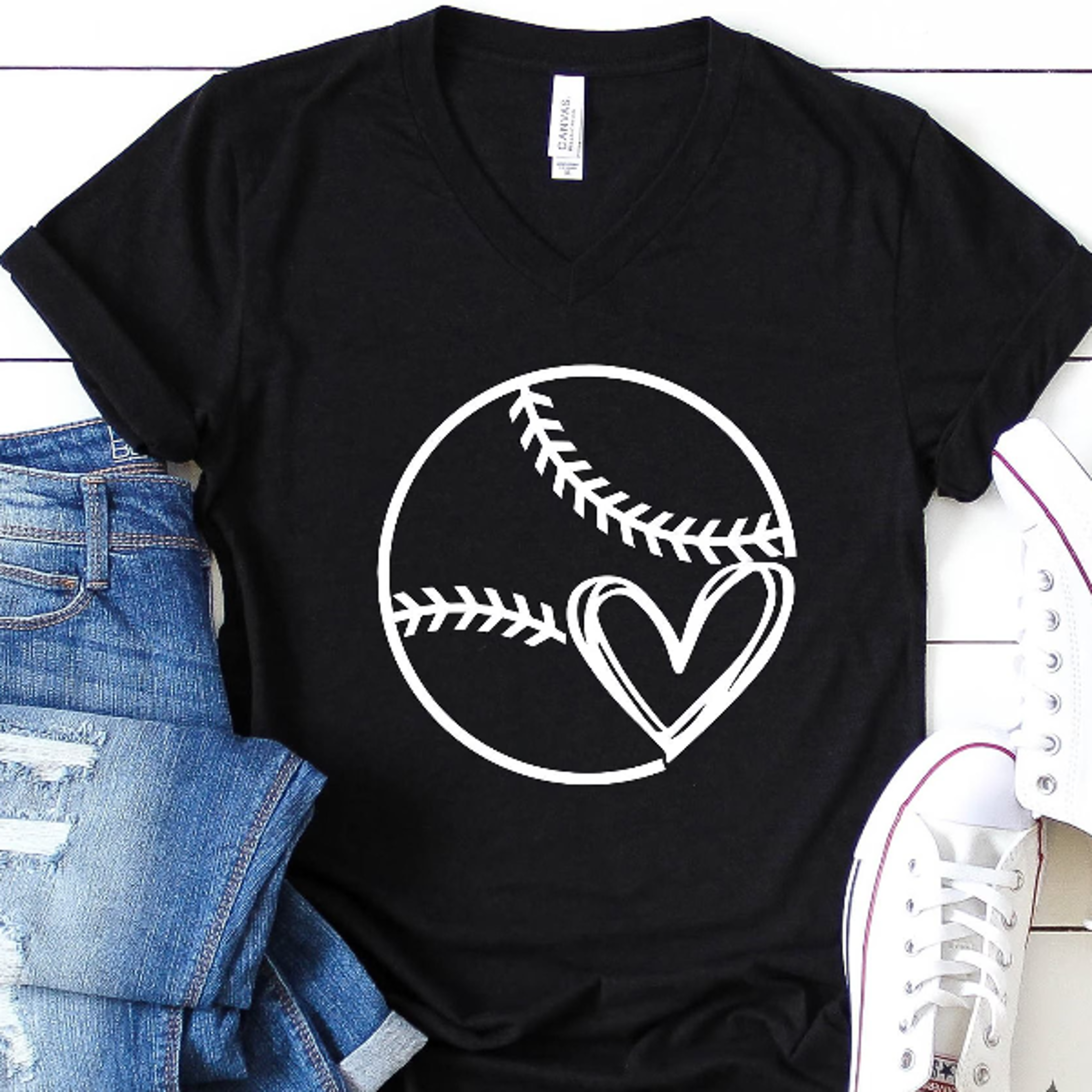 baseball heart shirt, game day sport tee, cute baseball fan & mom shirt