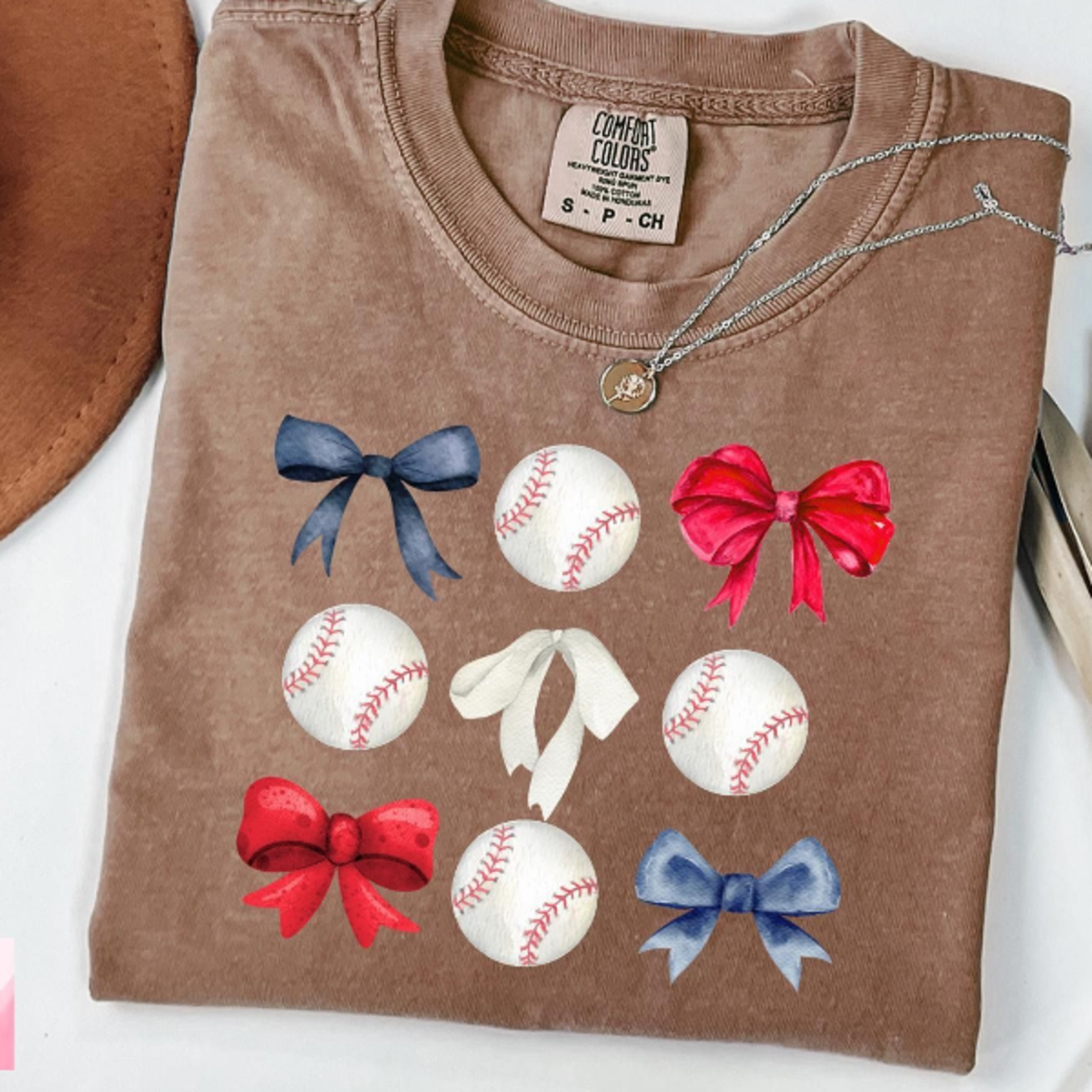 coquette bows baseball t-shirt, atlanta baseball inspired game day tee, cute baseball fan shirt