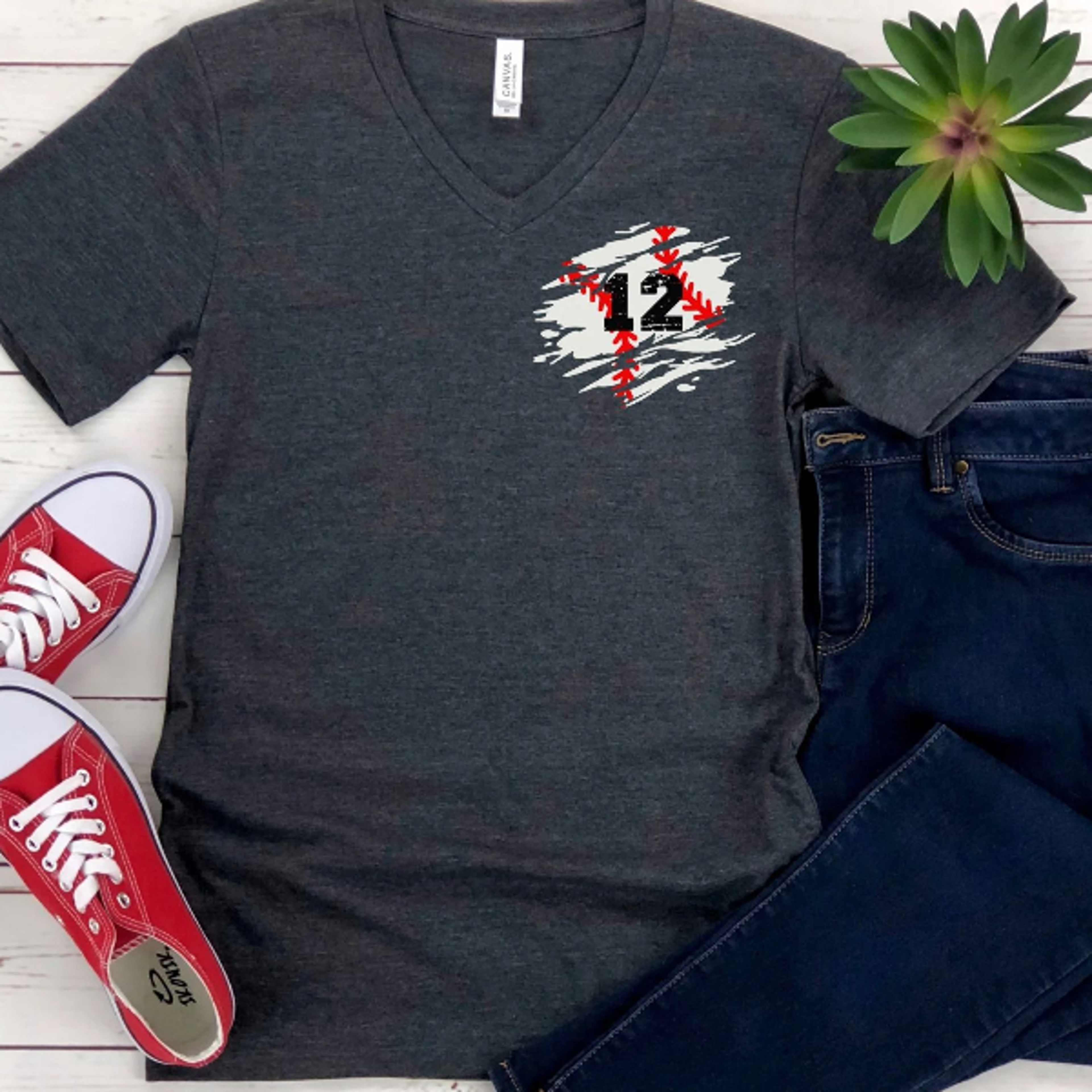 baseball numbers v-neck shirt, personalized baseball mom pocket tee, custom game day gift top