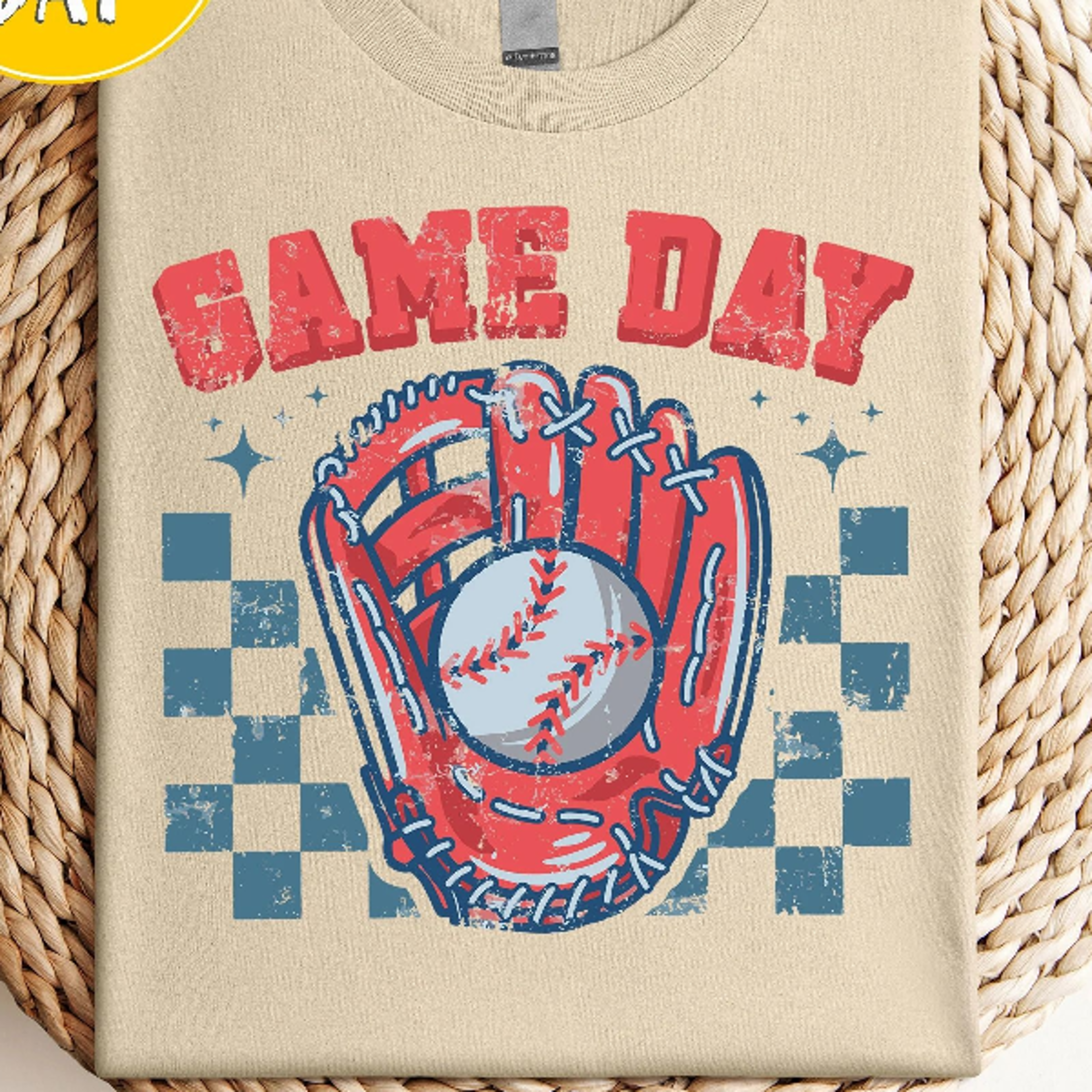 checkered game day baseball t-shirt, family baseball lover tee