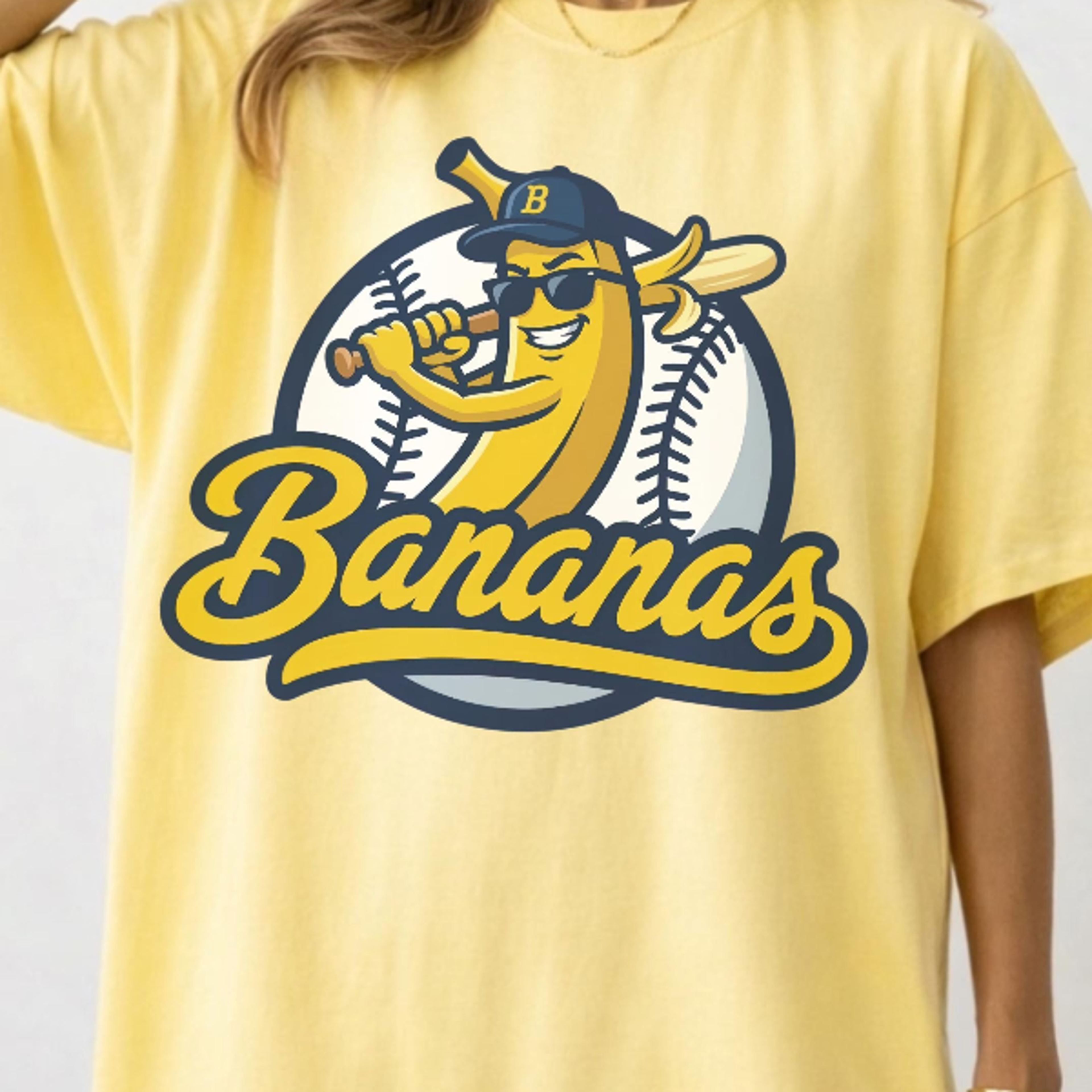 funny banana baseball shirt – summer game day mascot fan tee