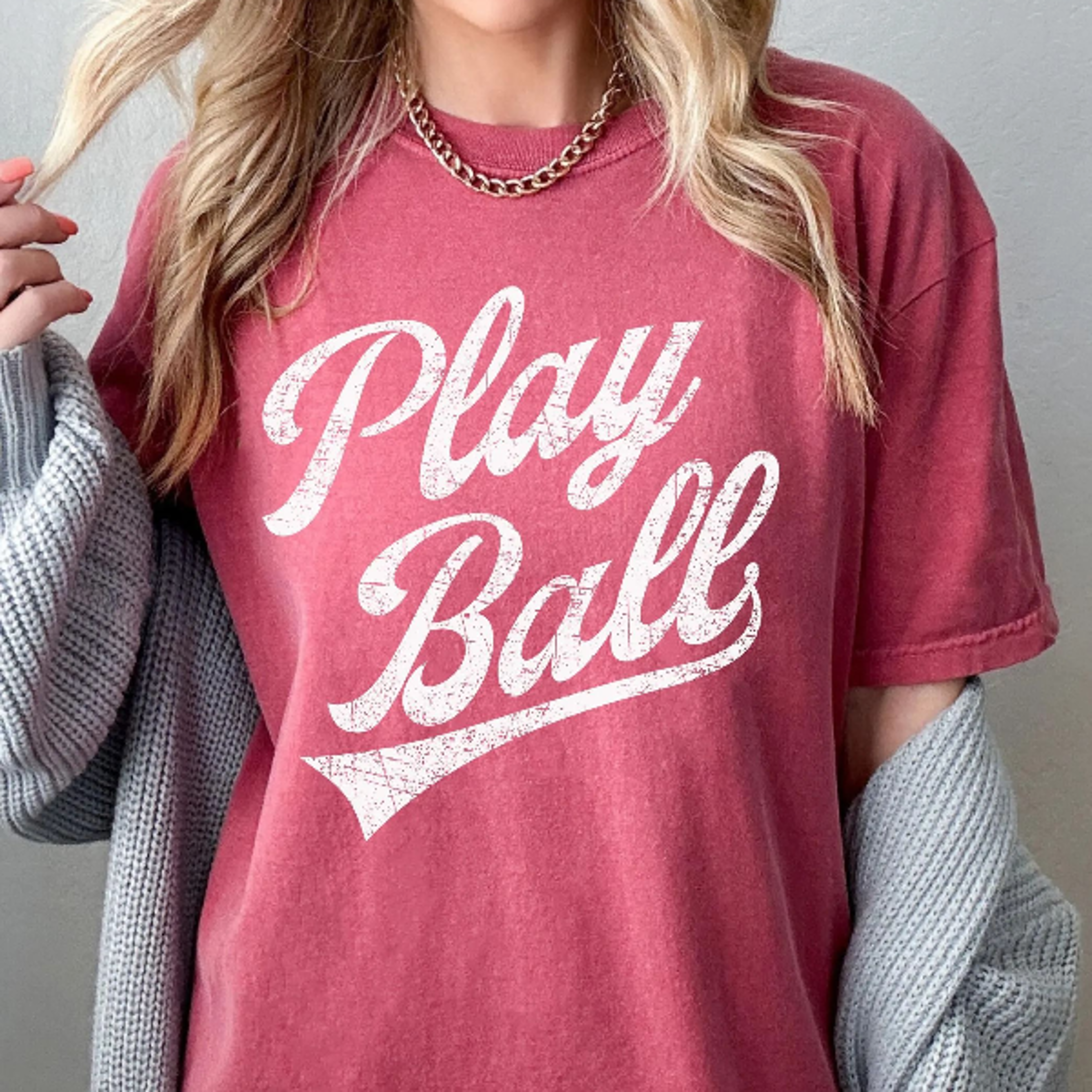play ball baseball shirt – retro boxy tee for baseball & softball moms