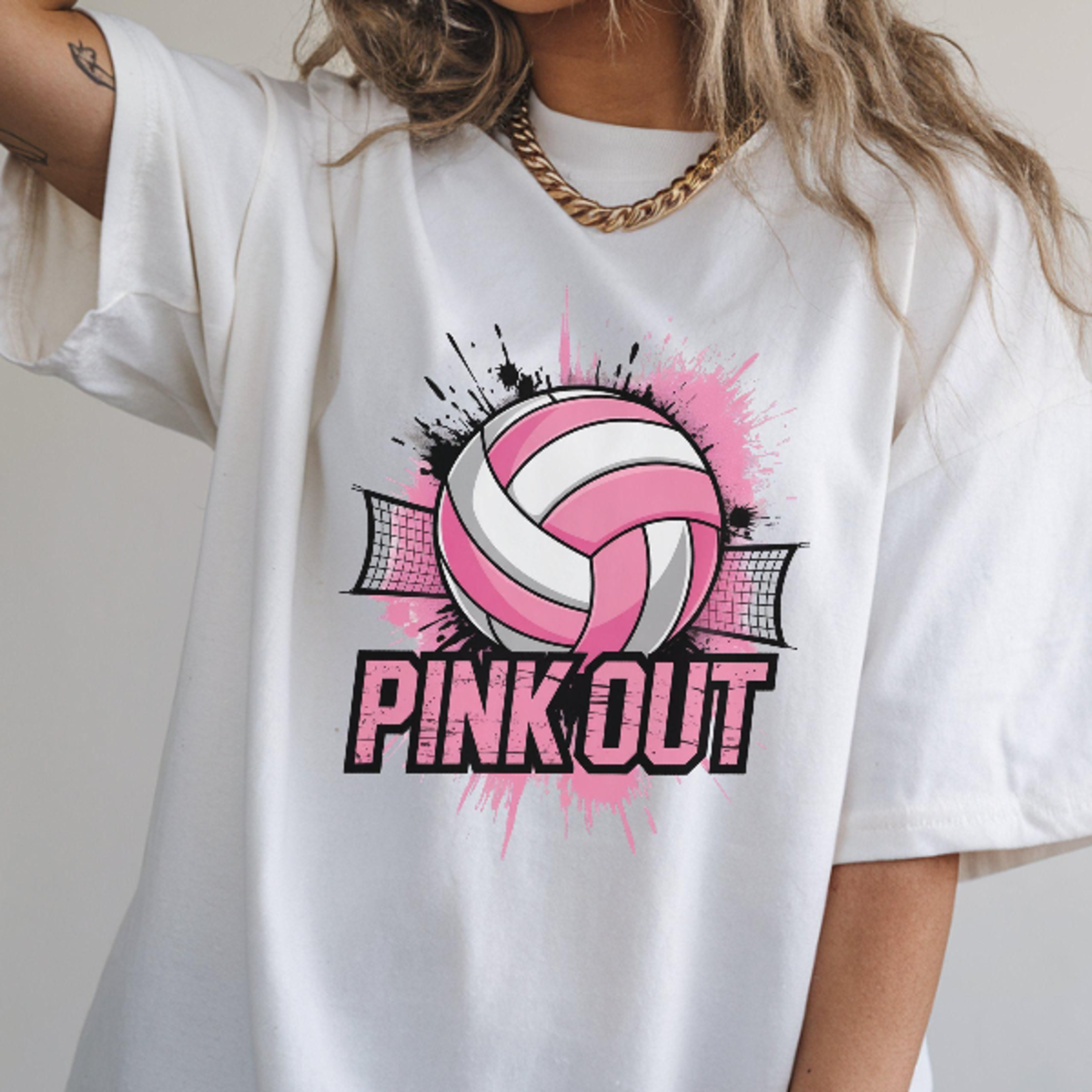 Pink Out Volleyball Shirt Breast Cancer Awareness Tee Pink Ribbon Volleyball Shirt Game Day Sports  