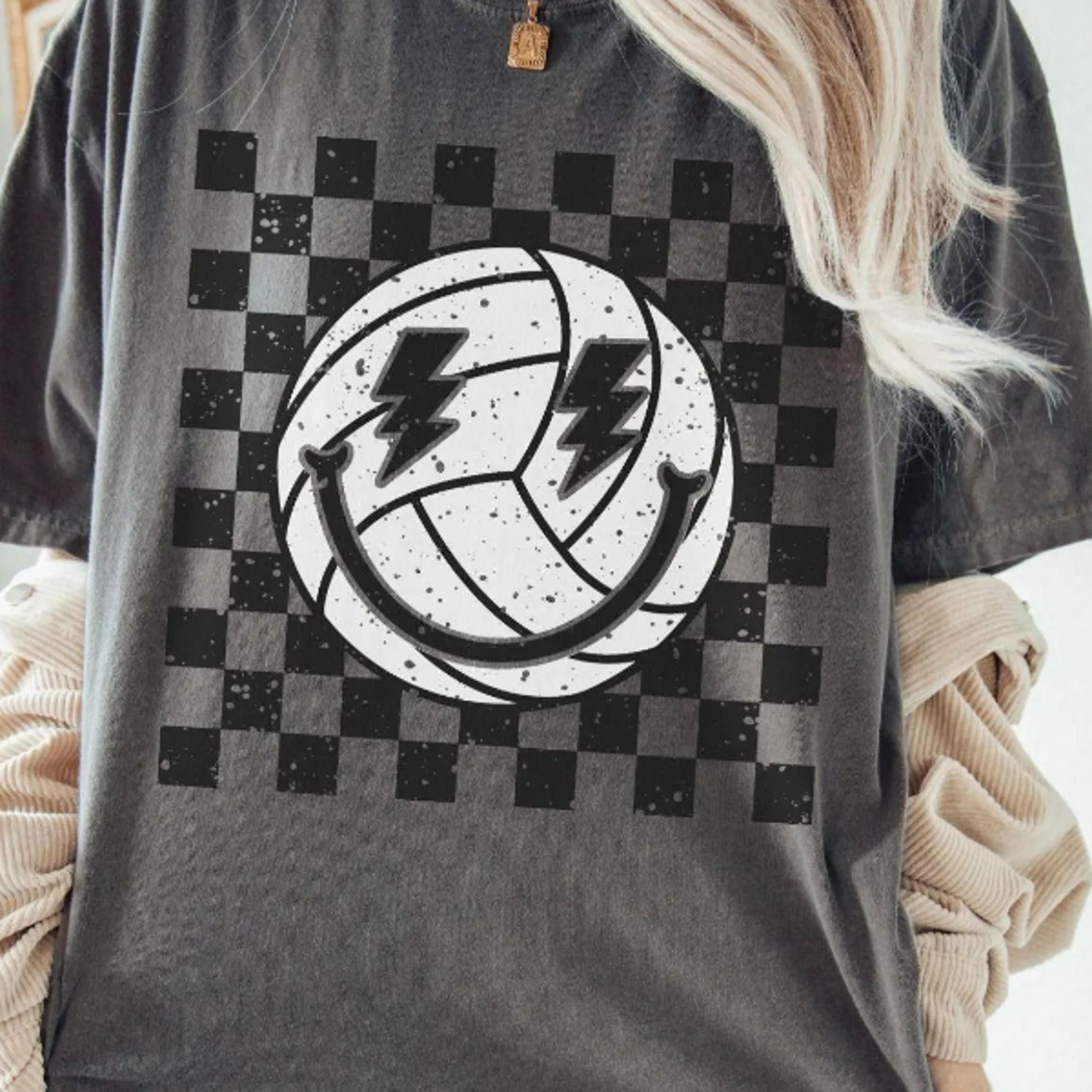 Volleyball Game Day Shirt Retro Checkered Volleyball Tee Volleyball Player Shirt 0