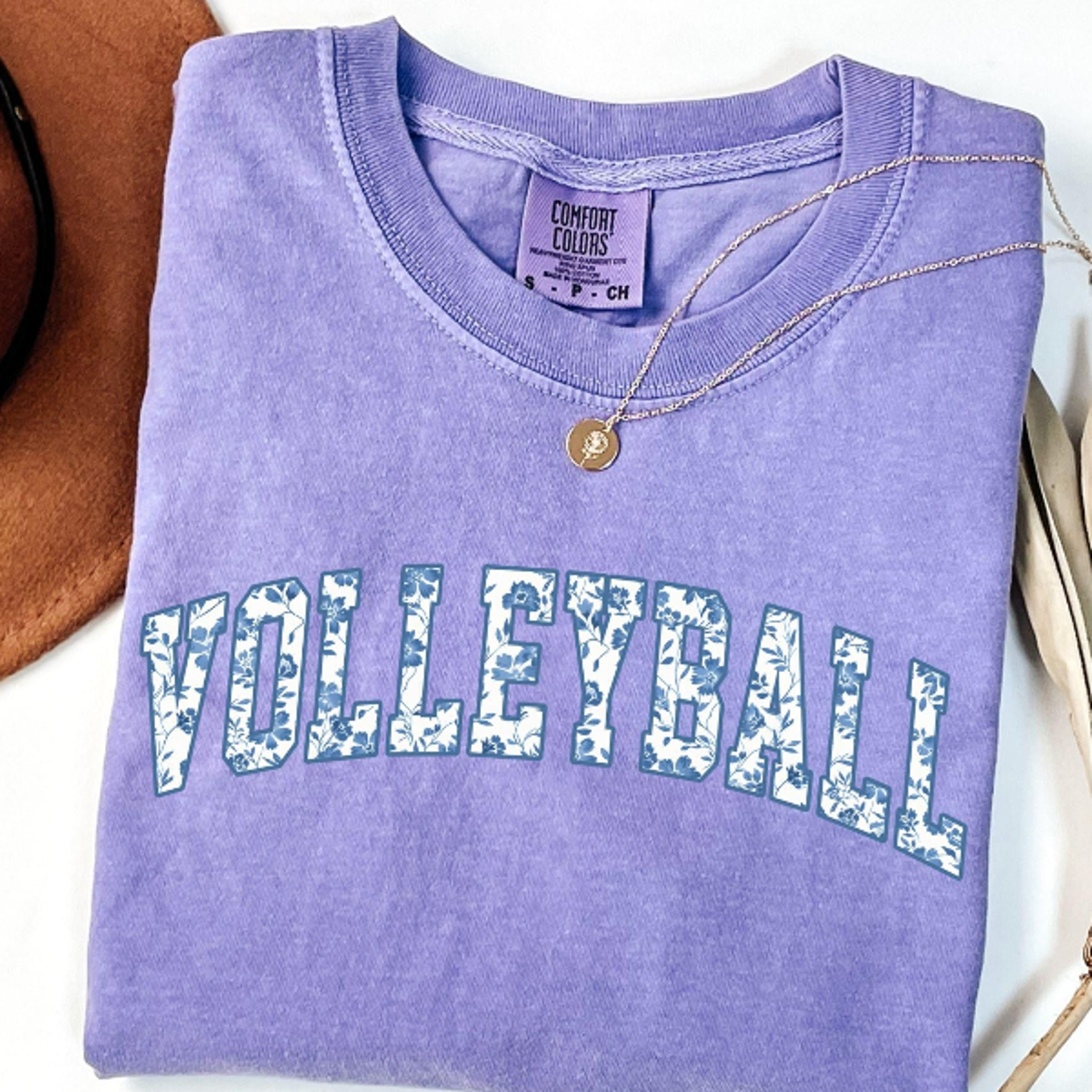 blue toile floral volleyball shirt, volleyball game day tee, volleyball lover gift, volleyball mom shirt