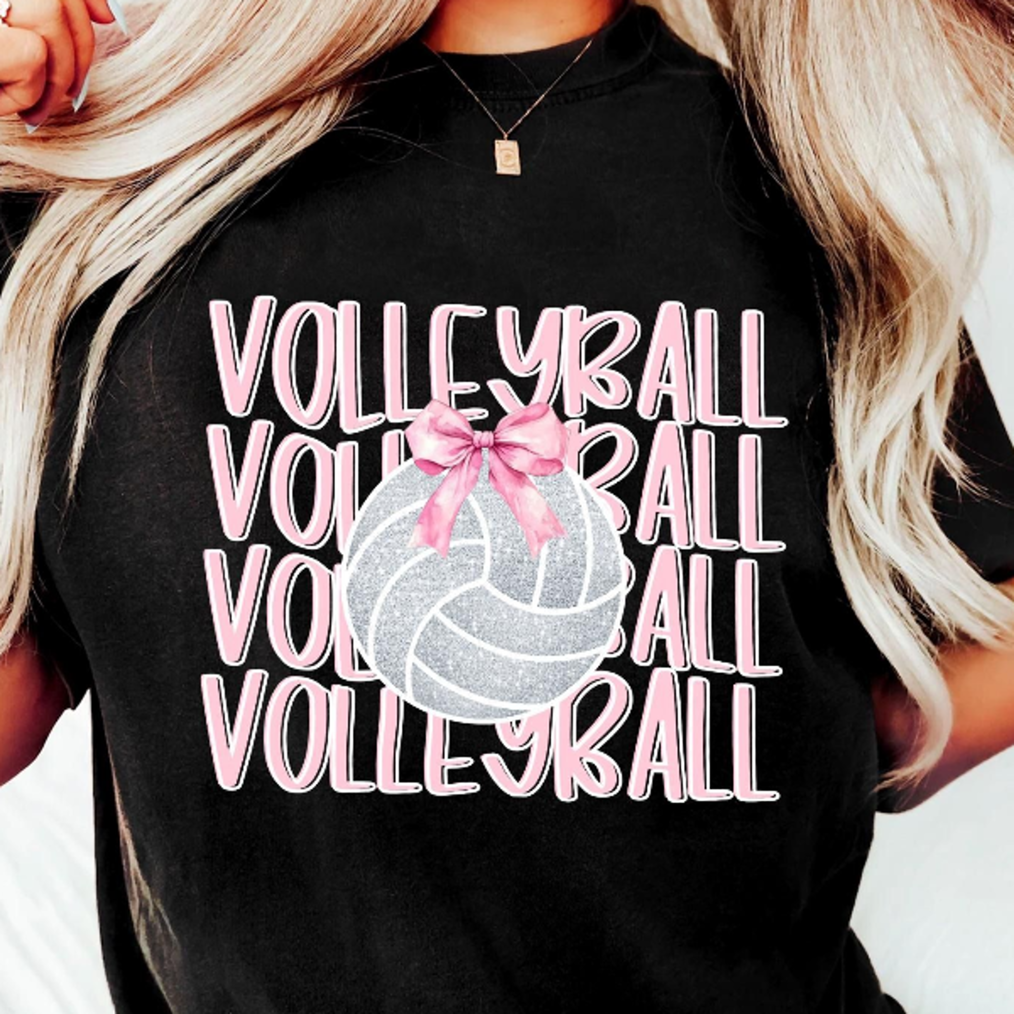 retro bow volleyball shirt, coquette style volleyball tee, soft cotton volleyball t-shirt
