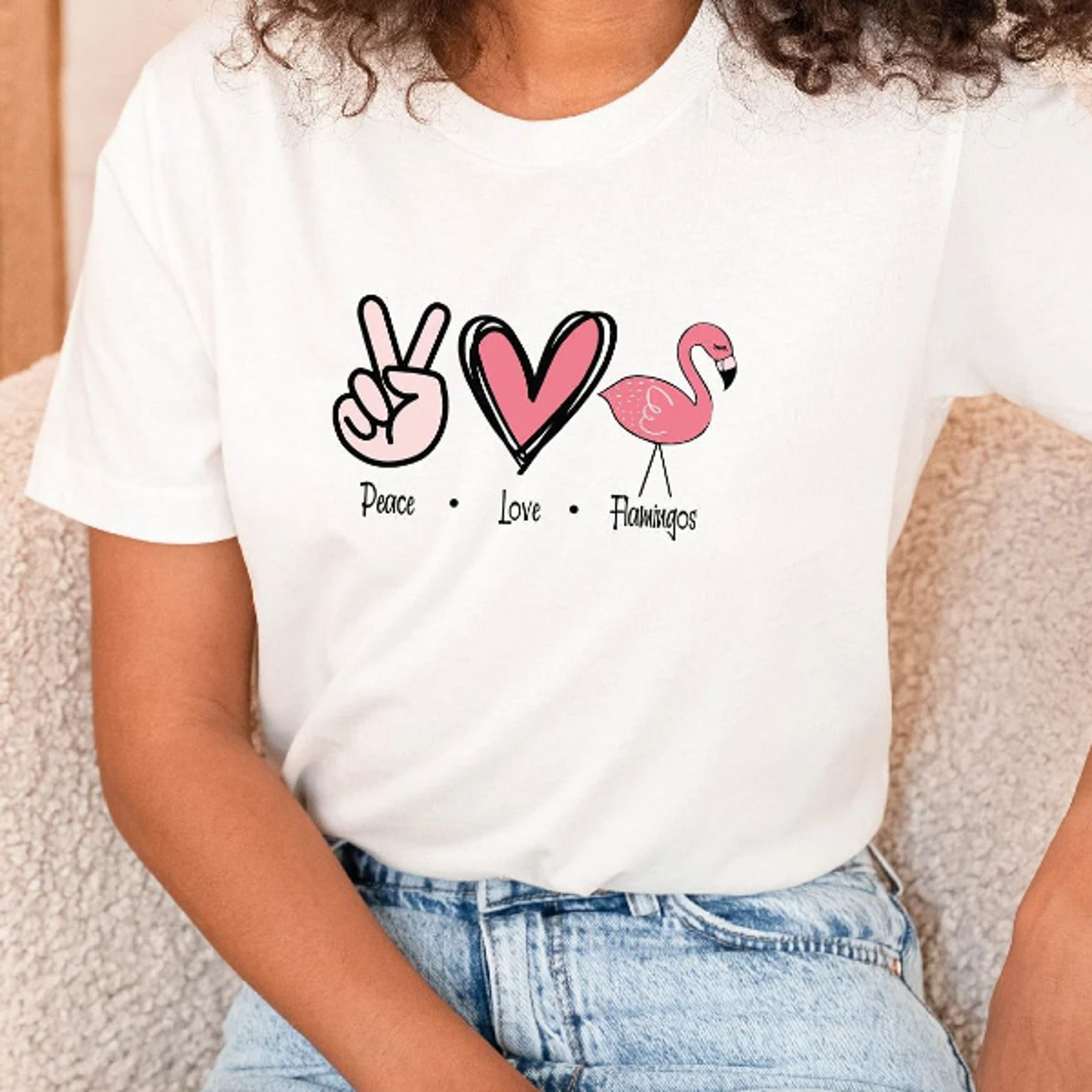 flamingo shirt for women, peace love flamingos tee, pink flamingo lover shirt, flamingo gift for her,
