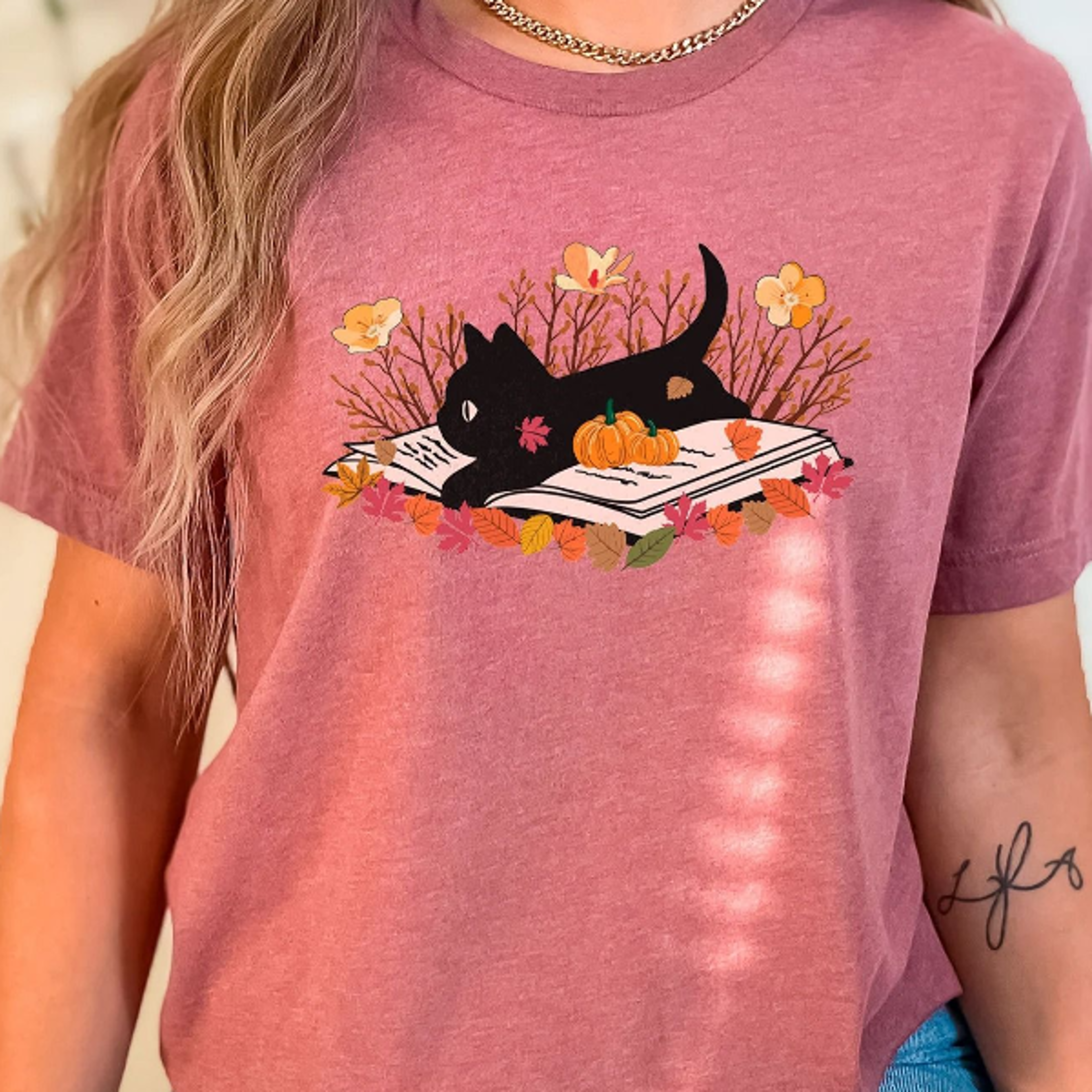 fall cat book t-shirt, autumn cat reading tee, book lover shirt, cat lover shirt, halloween cat shirt