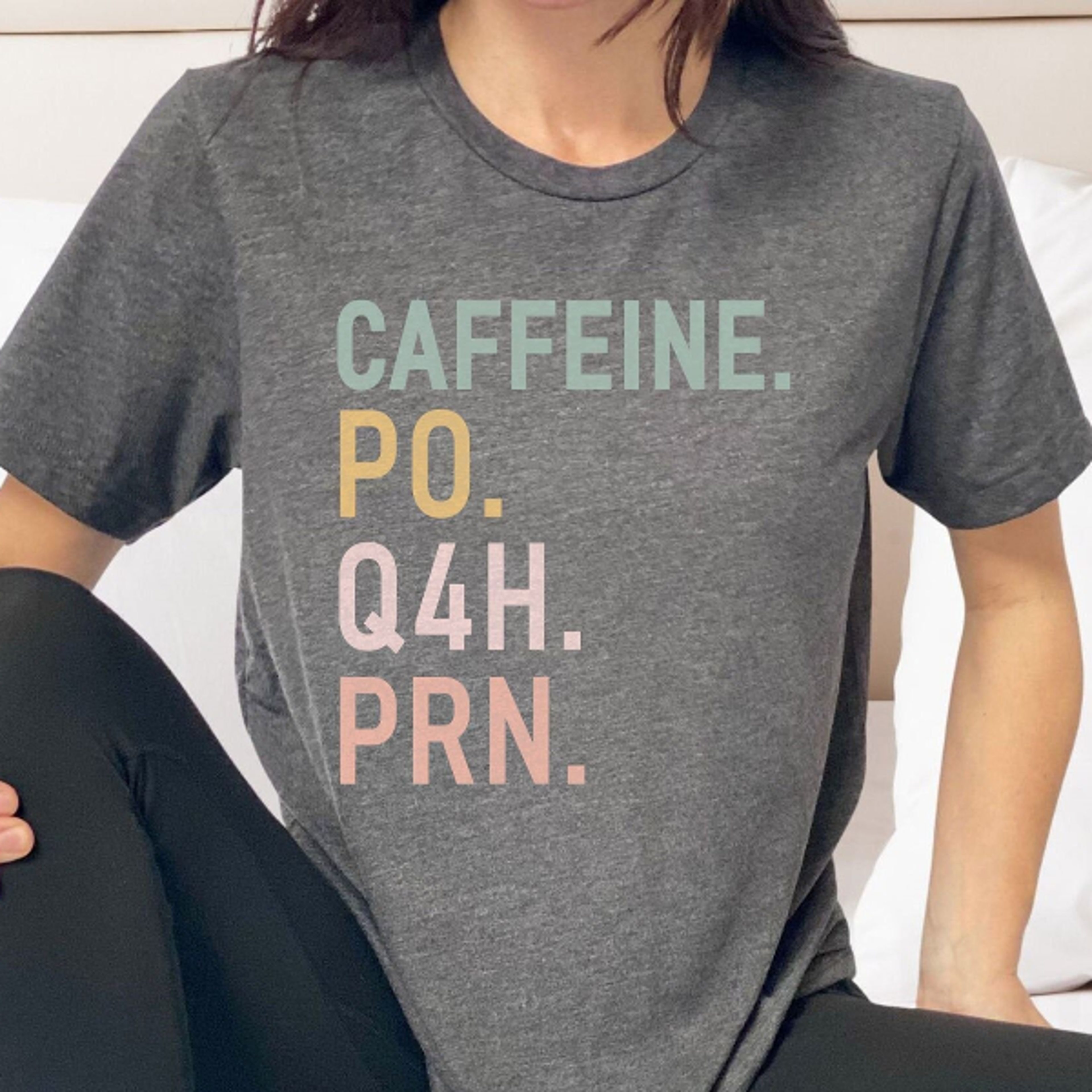caffeine po q4h prn shirt, funny nurse tee, prn nurse shirt, nurse coffee shirt, healthcare worker gift, humor t-shirt