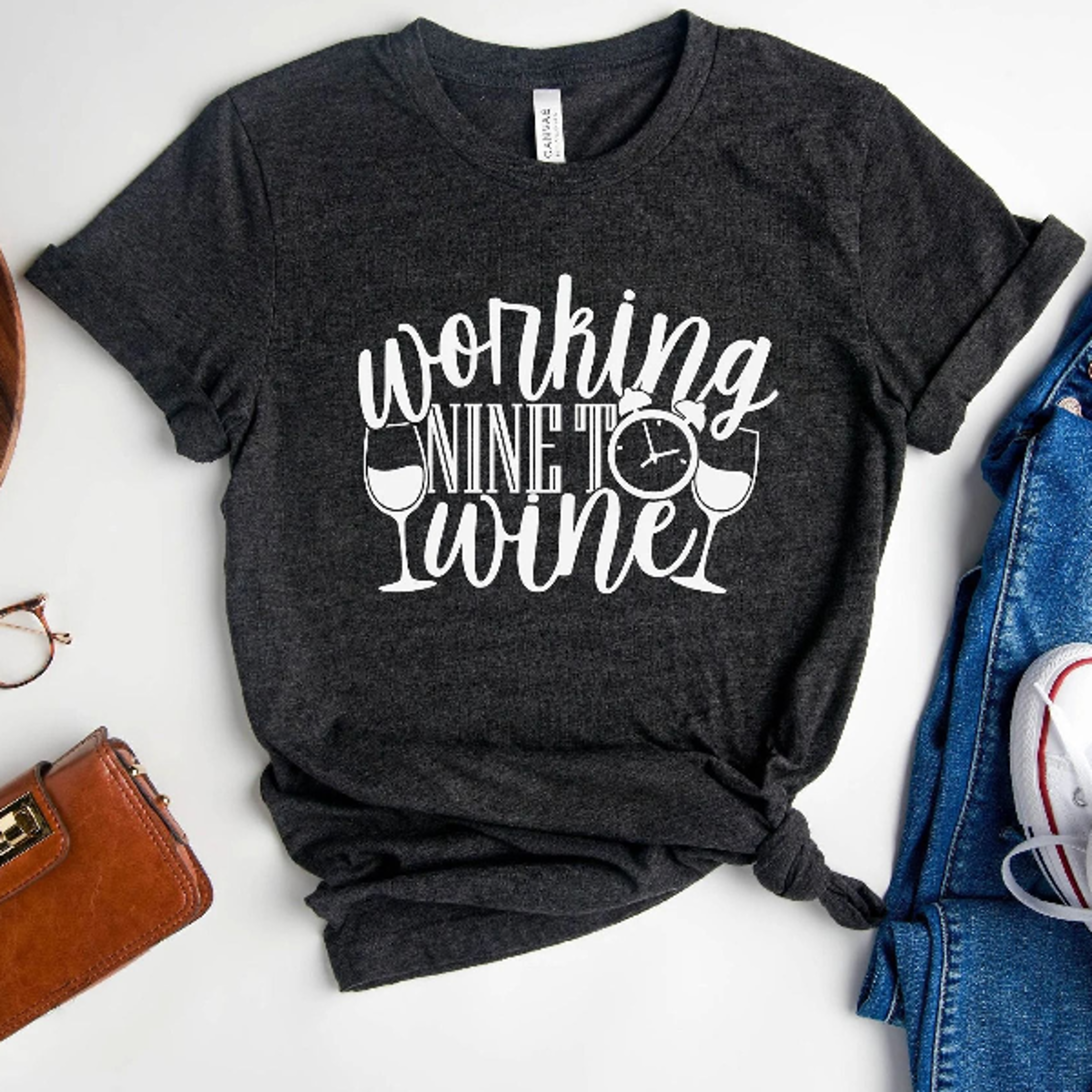 working nine to wine shirt, funny wine tee, wine lover shirt, workaholic shirt, women's graphic tee