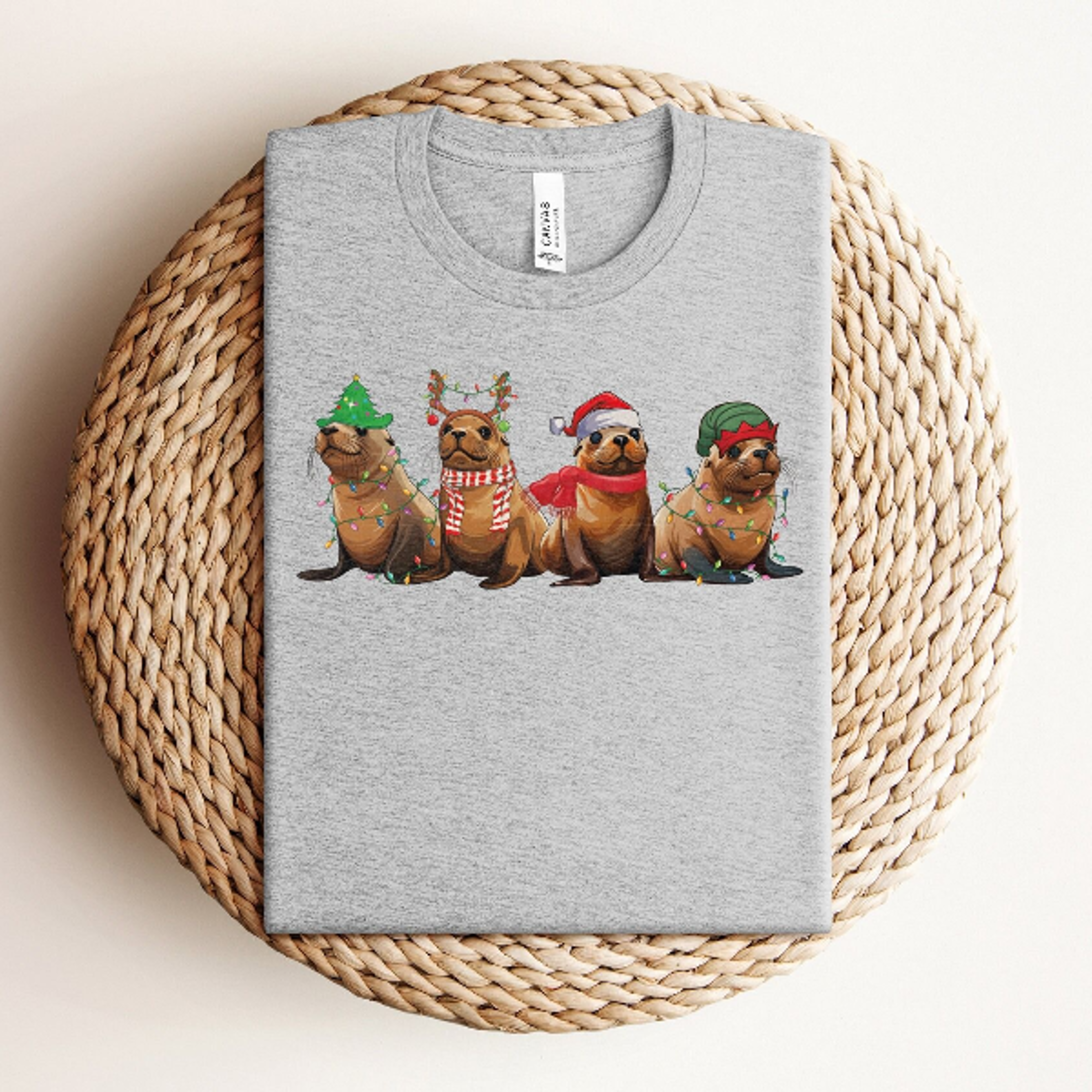 sea lions christmas shirt, cute animal holiday tee, monk seal shirt, christmas animal t-shirt, winter sea lion shirt