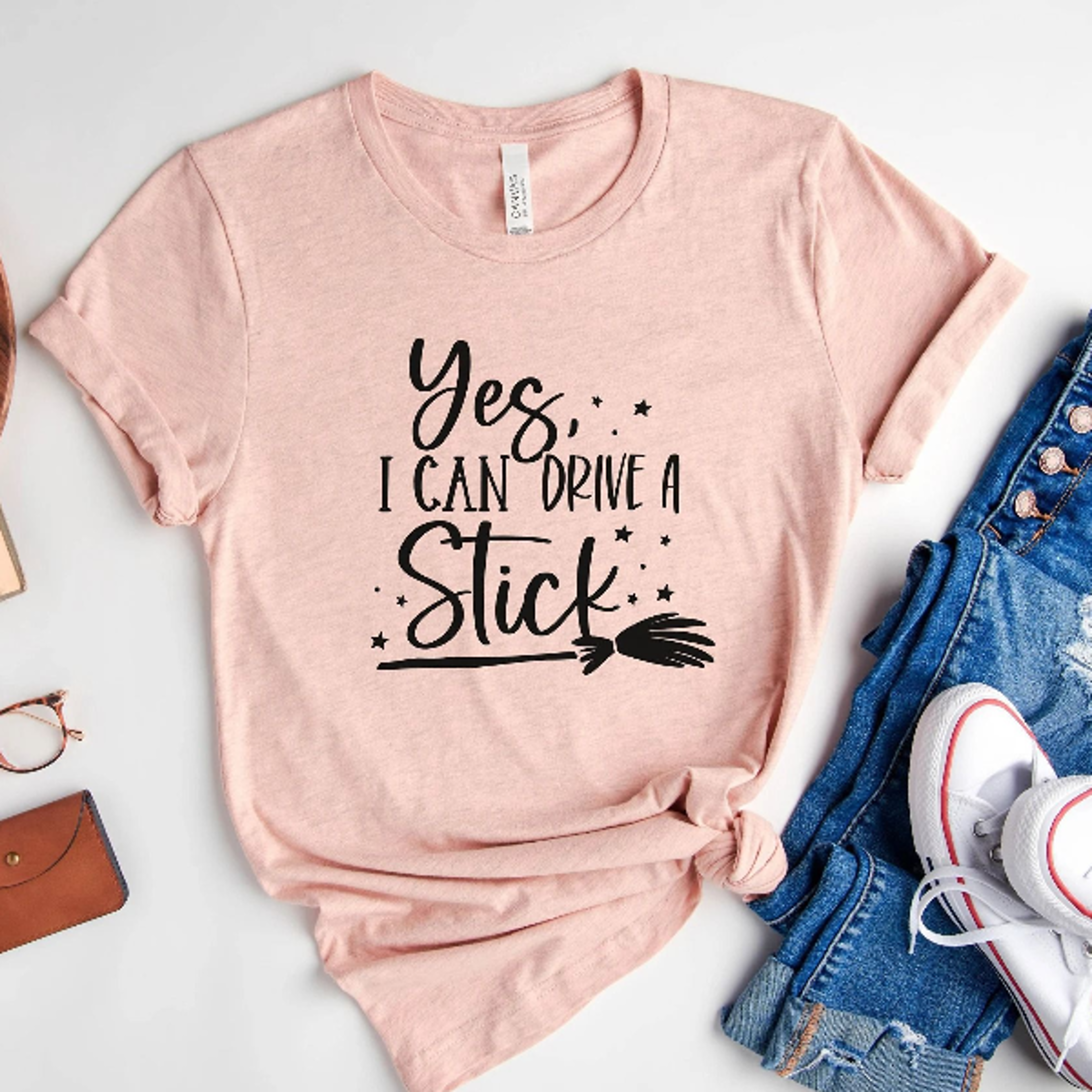 yes i can drive a stick shirt, funny witch halloween shirt, halloween party tee, witch costume shirt