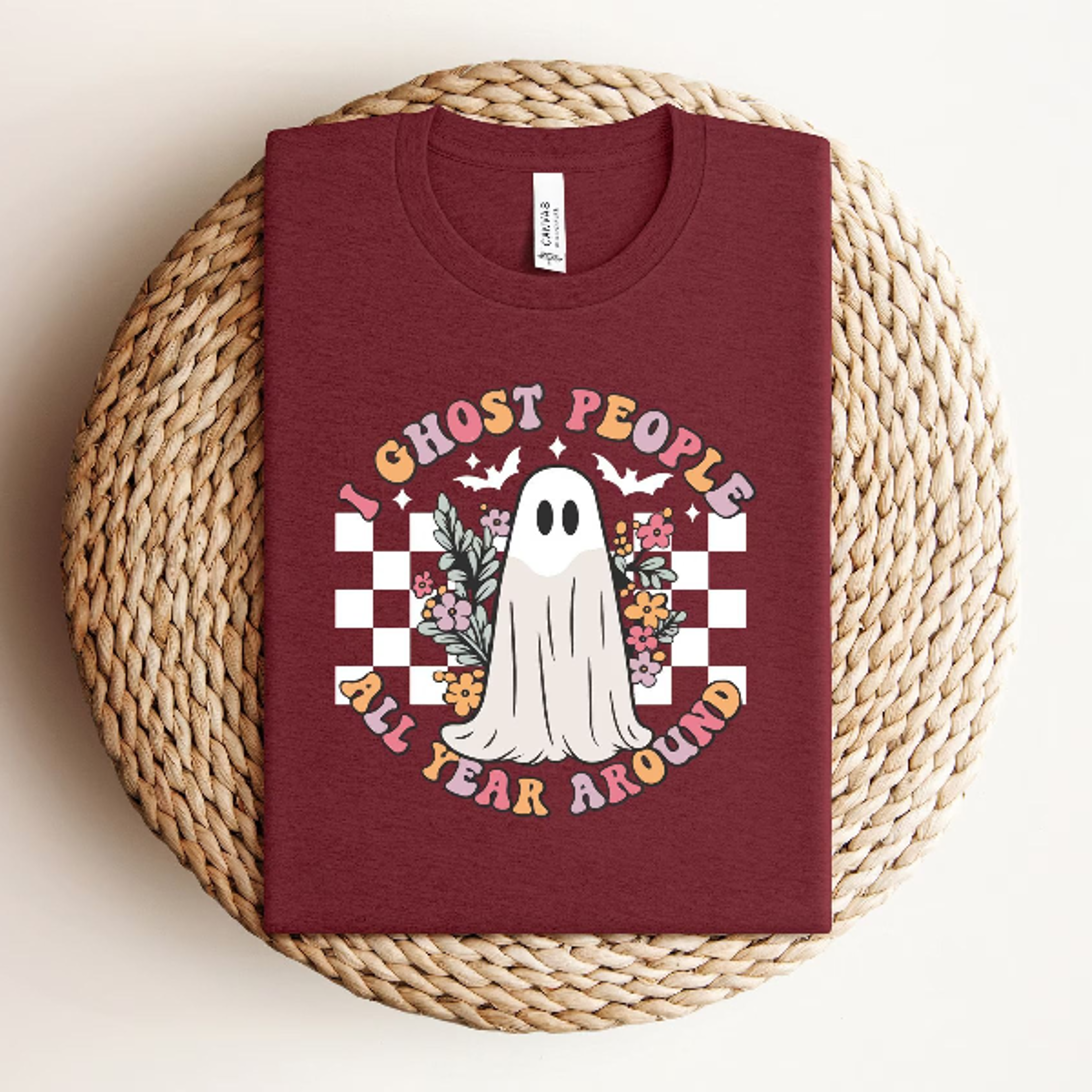 i ghost people all year around shirt, retro ghost tee, floral ghost shirt, funny halloween t-shirt