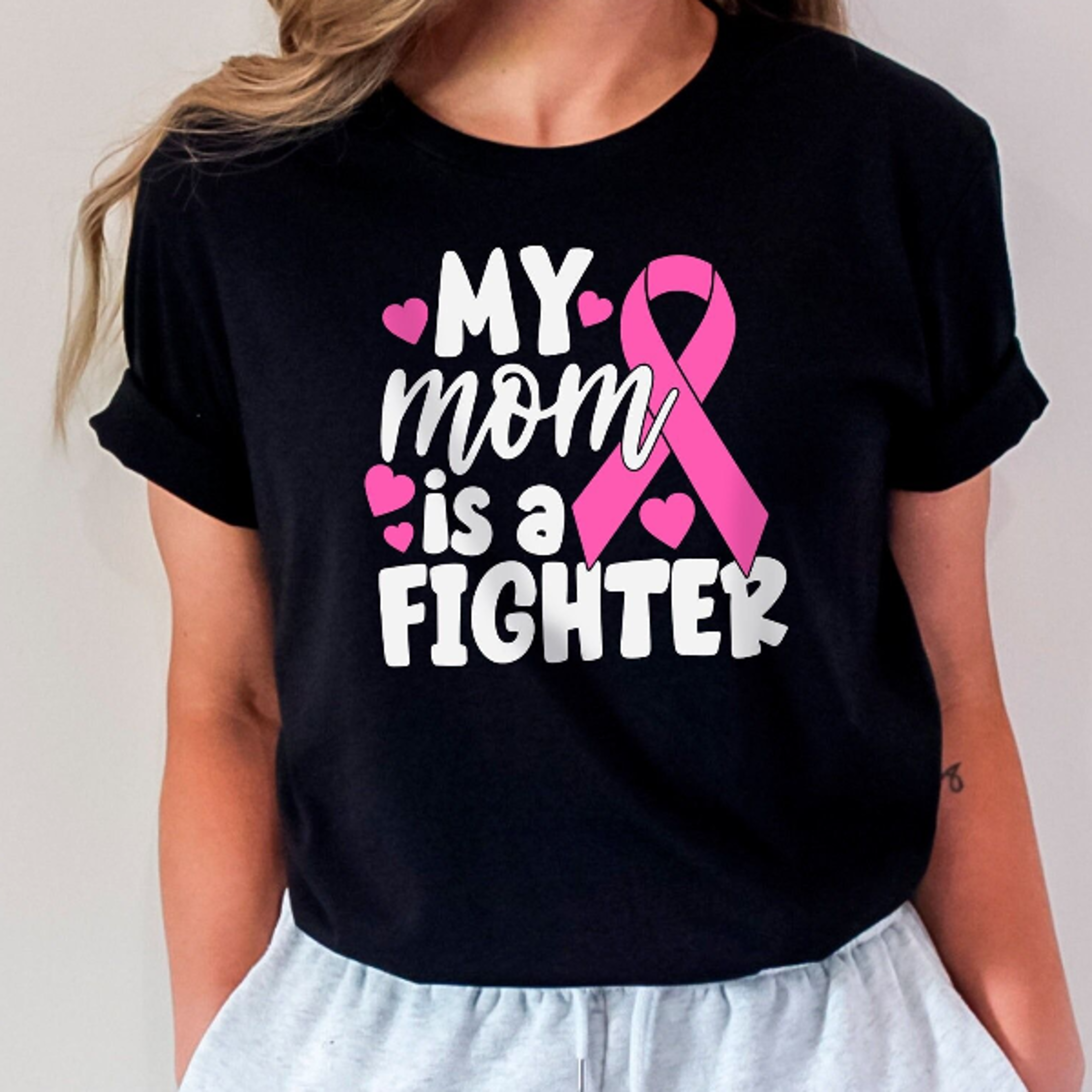 my mom is a fighter shirt, cancer awareness tee, cancer support shirt, fight cancer t-shirt, cancer warrior gift