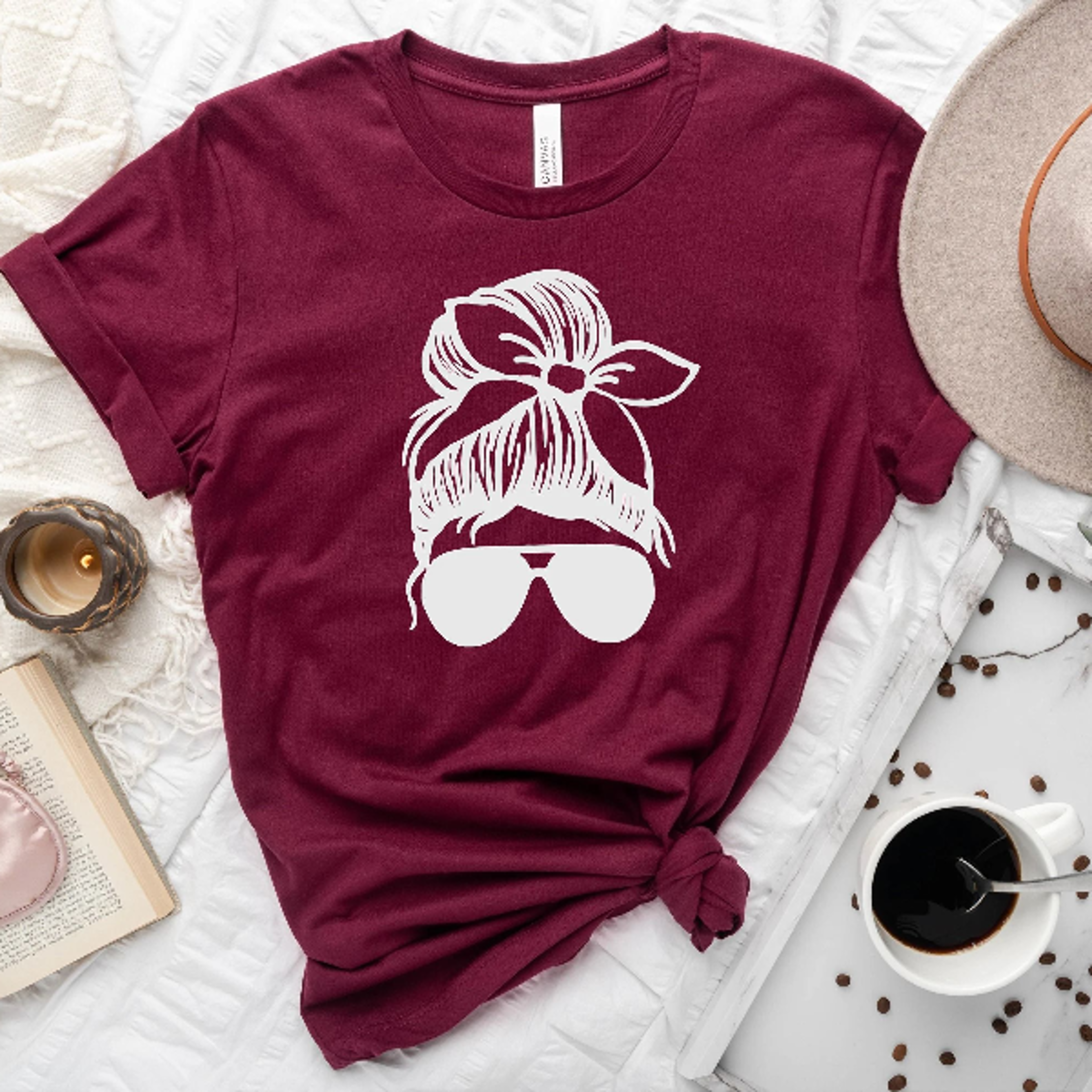 messy mom bun shirt, mom life tee, hair tied sunglasses shirt, mother's day gift, funny mom shirt