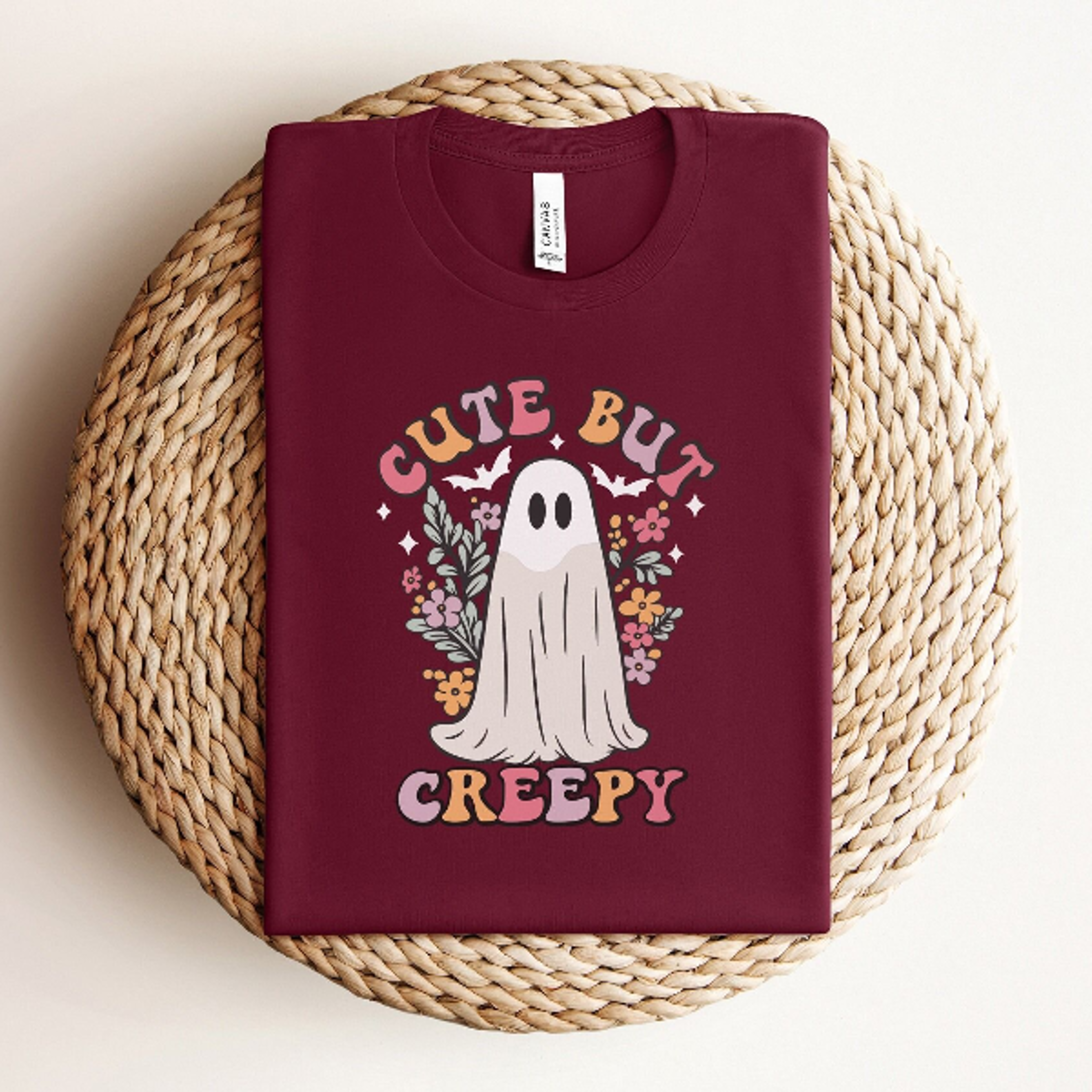 cute but creepy floral ghost shirt, halloween ghost tee, spooky season t-shirt, floral halloween shirt