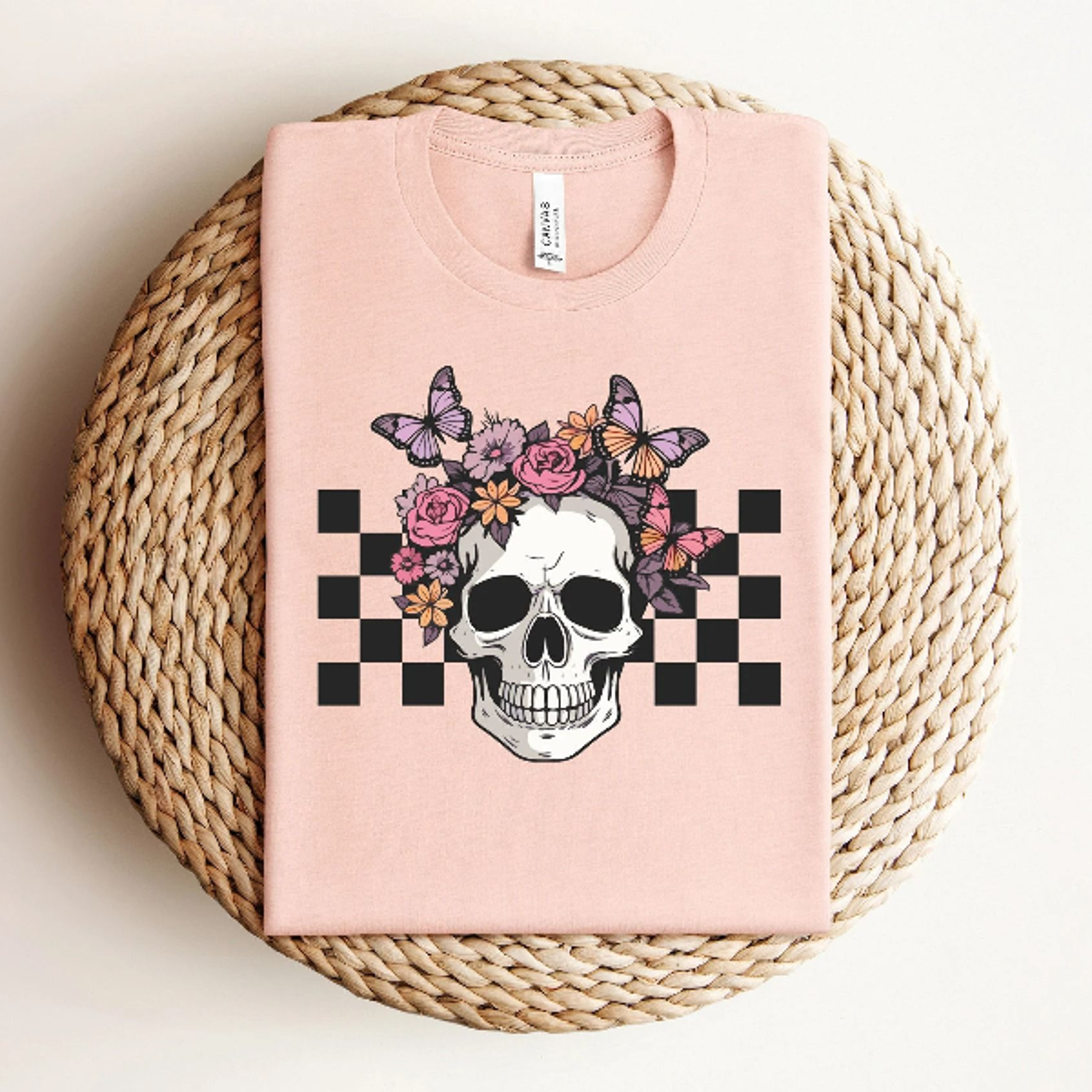 bloom skull halloween shirt, floral skull tee, butterfly skull shirt, spooky season t-shirt, halloween party outfit