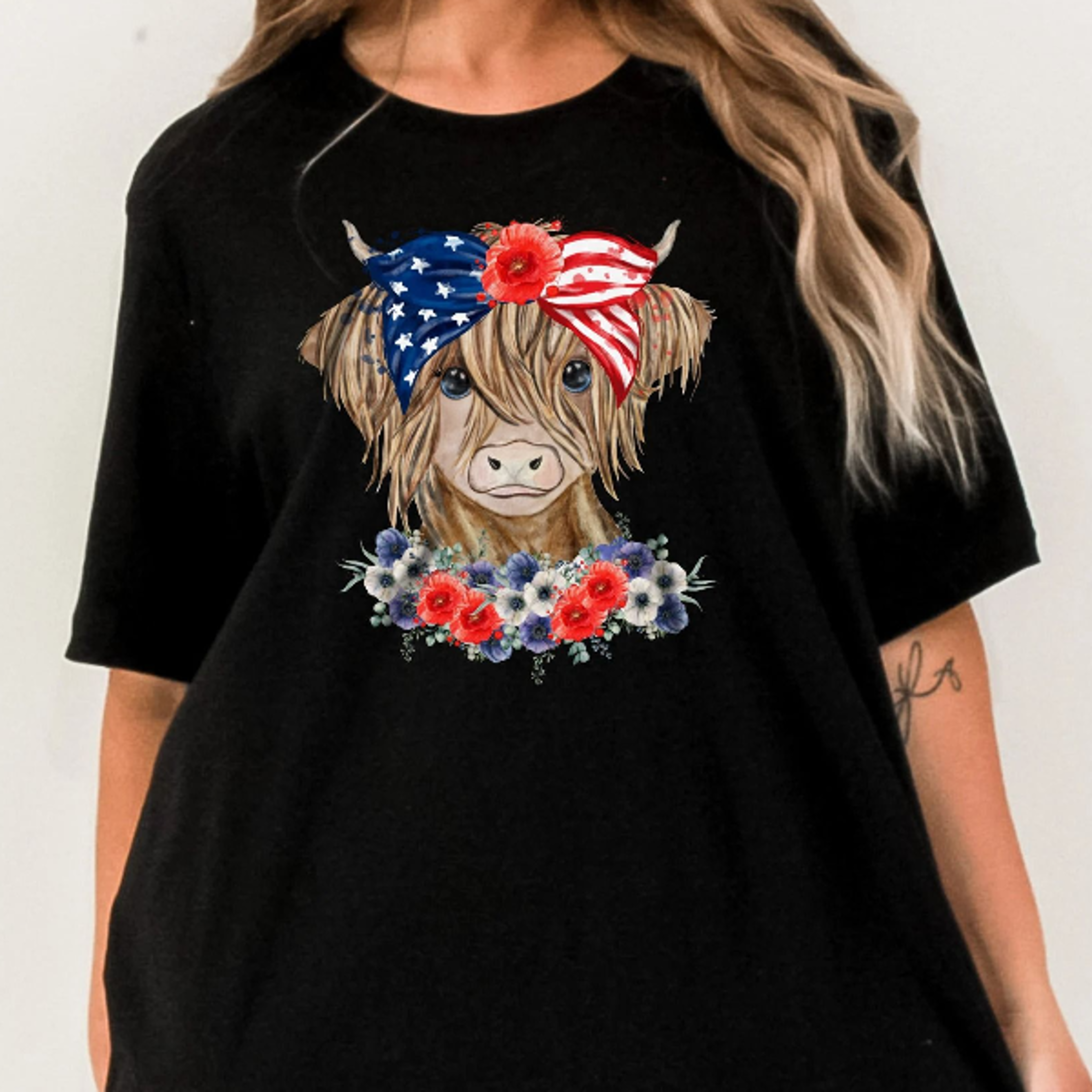 4th of july highland shirt, 4th of july t-shirt, independence day shirt, american cow shirt, patriotic cow shirt