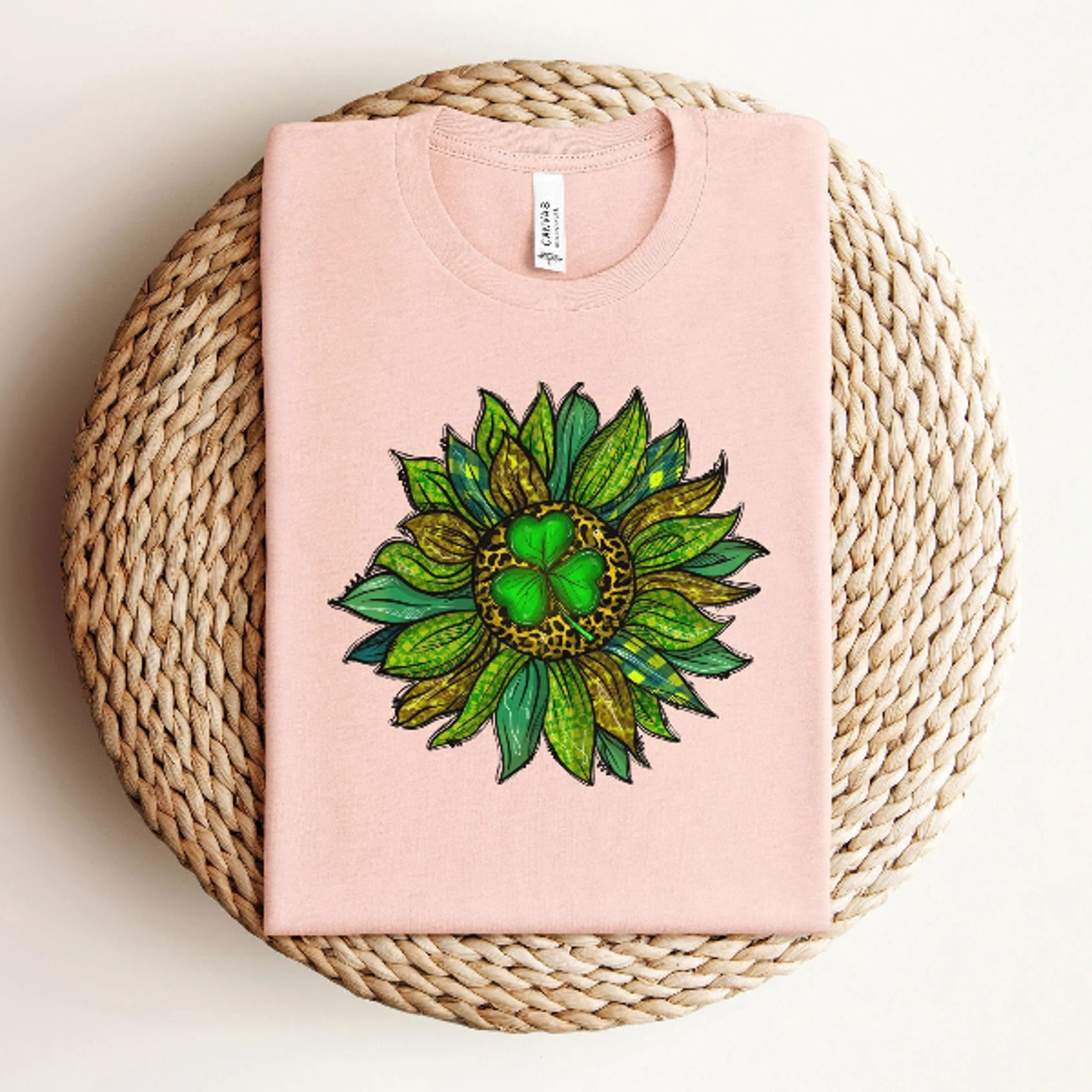 shamrock sunflower t-shirt - family matching tee - leopard print shirt - patrick's day gift - irish tee
