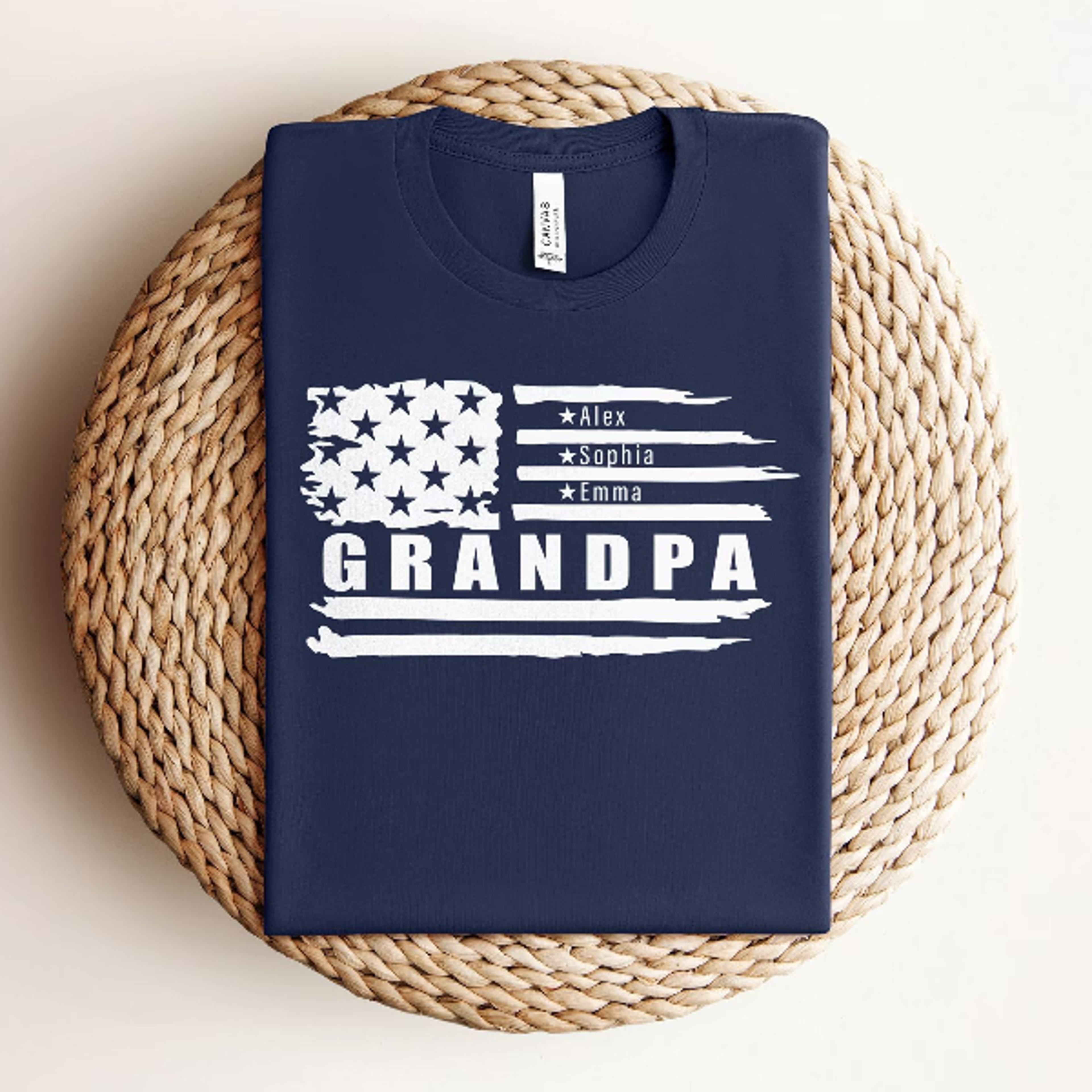 personalized grandpa t-shirt - grandpa shirt with grandkid names - custom american grandpa shirt - father's day gift