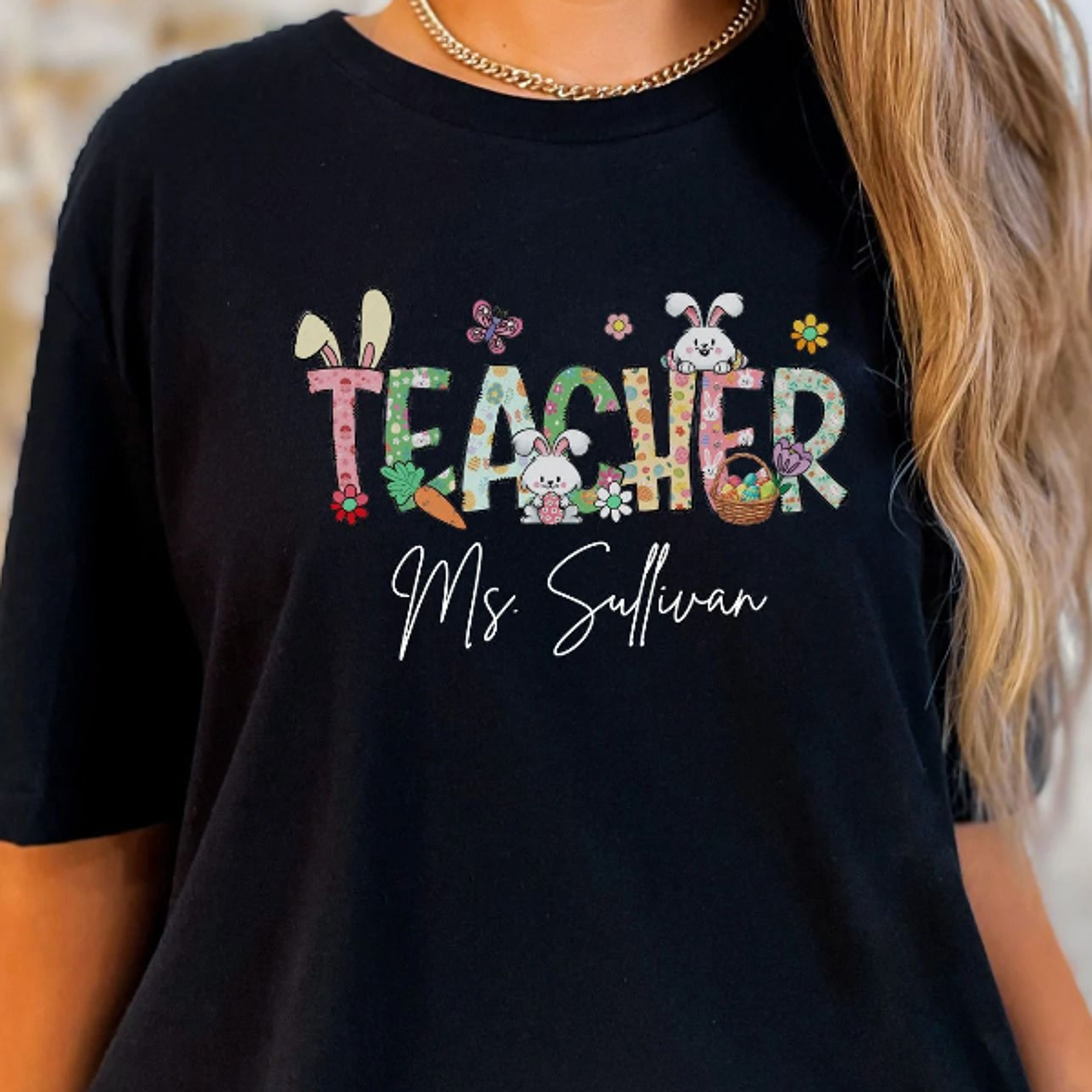 custom teacher easter shirt | teacher easter shirt | personalized easter day graphic tee gift