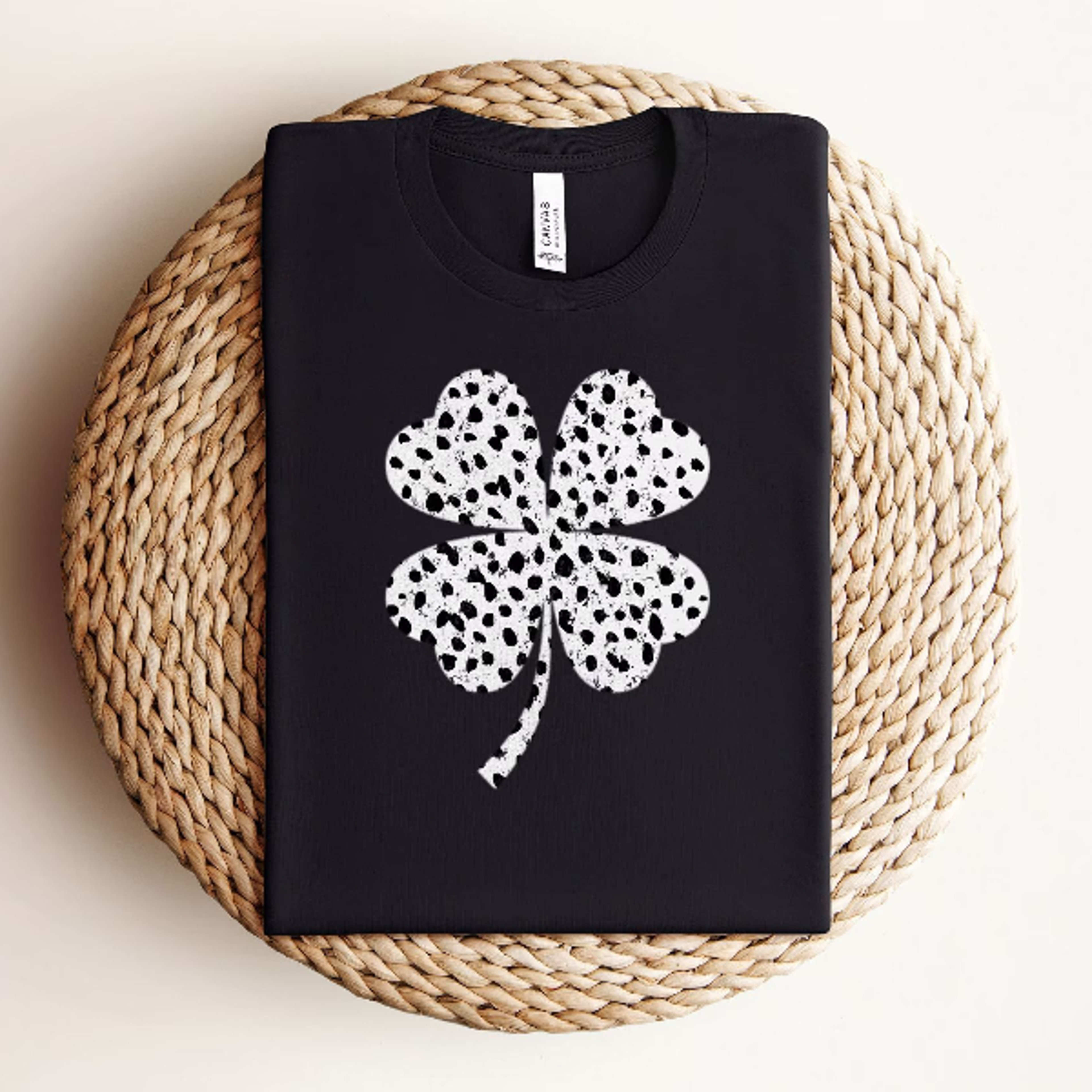 dalmatian clover t-shirt | four leaf clover tee | leopard shamrock irish graphic shirt
