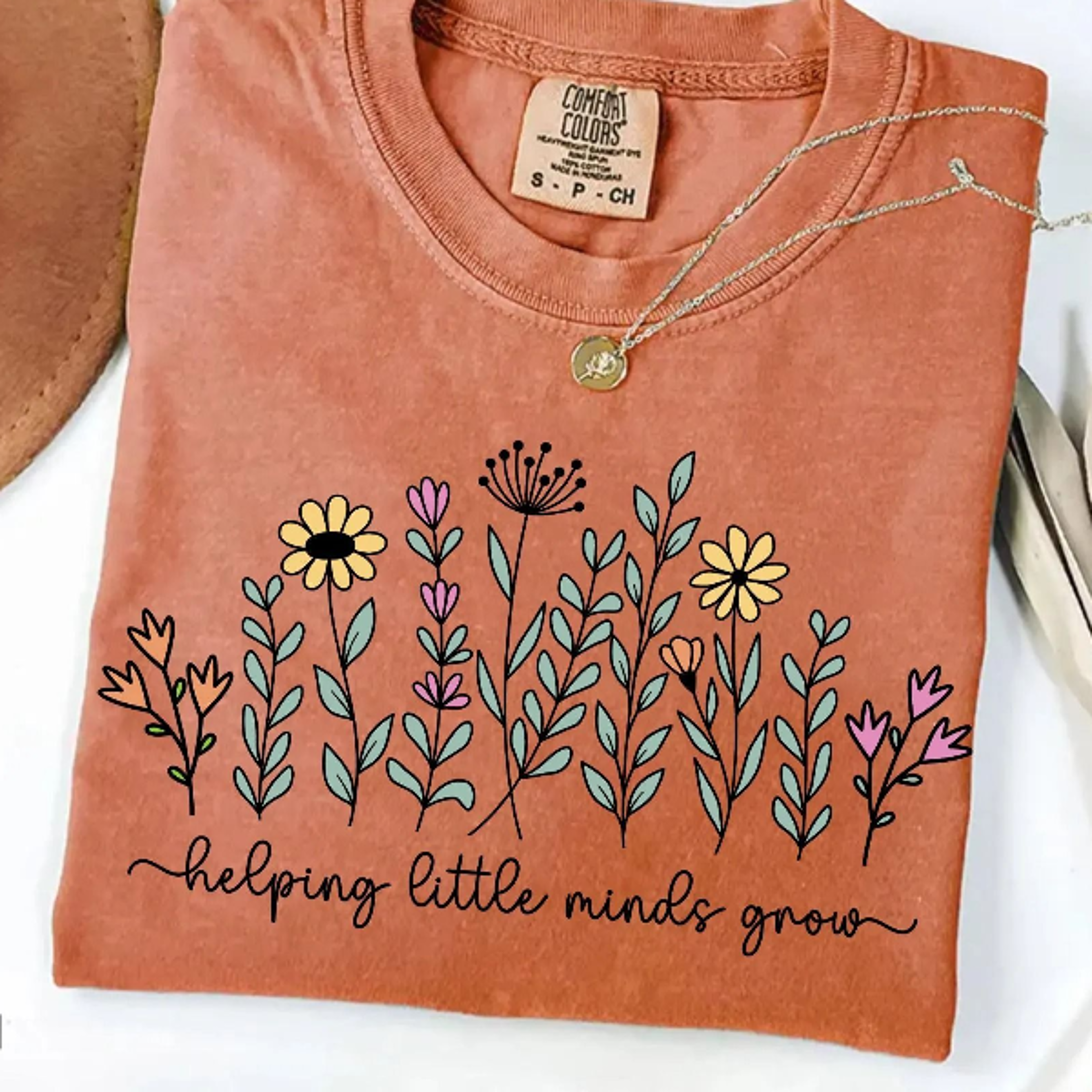 helping little minds grow shirt | teacher shirt | cute floral teacher graphic tee