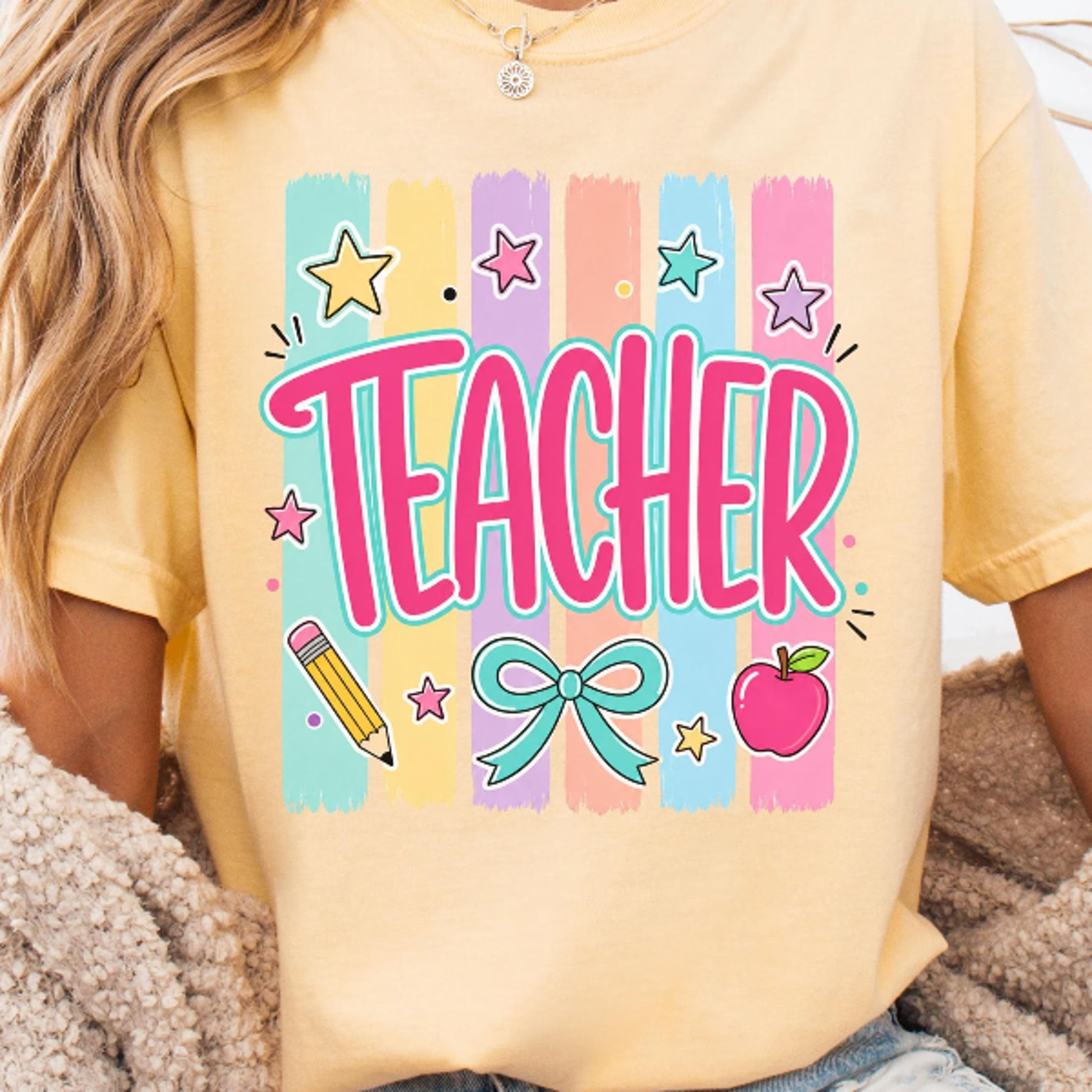 striped teacher t-shirt | coquette teacher appreciation gift | preppy bow back to school tee
