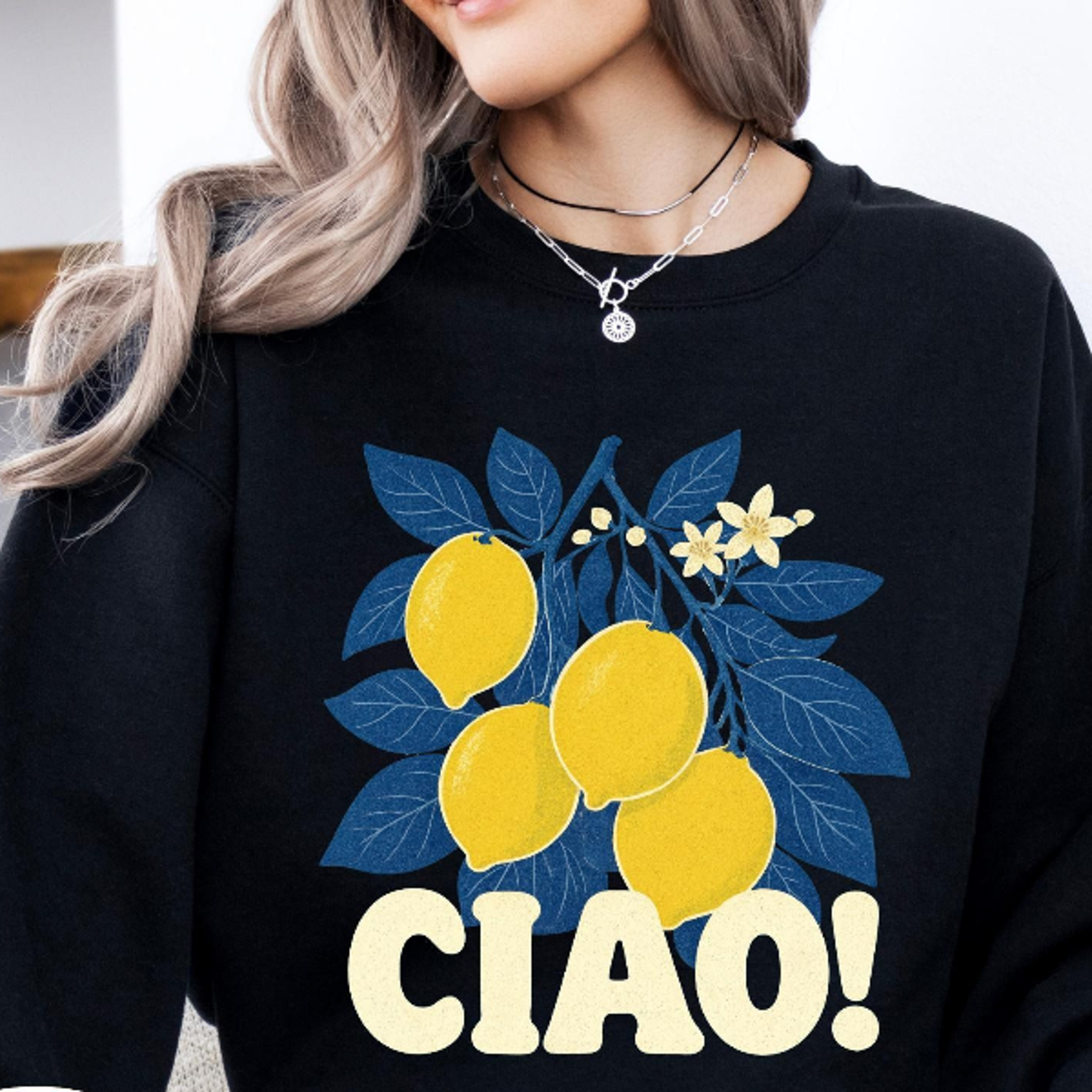 ciao italian lemon sweatshirt | amalfi coast aesthetic graphic